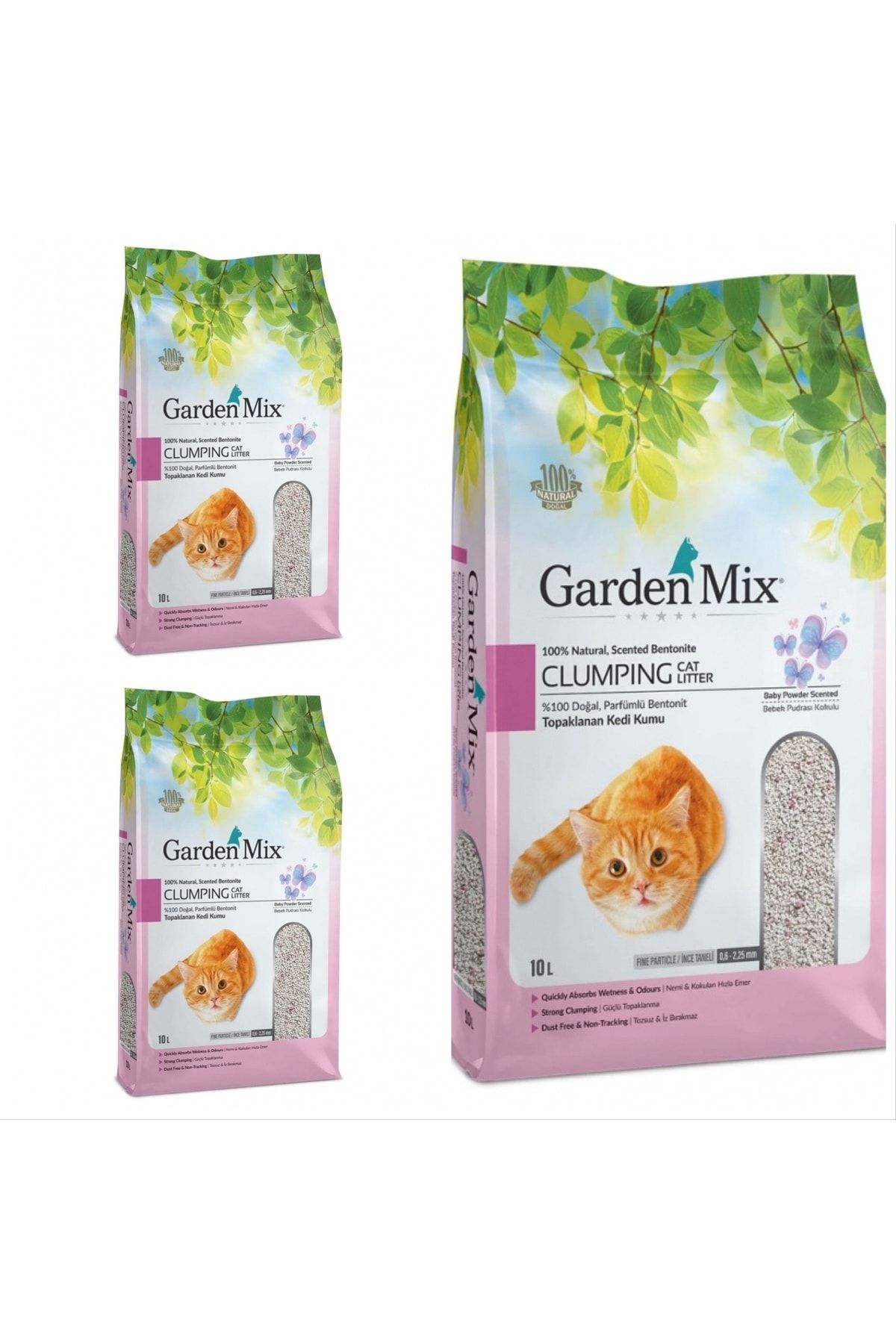 Gardenmix 3 Adet Ince Taneli Bebek Pudra Kokulu Bentonit Kum 10 Lt