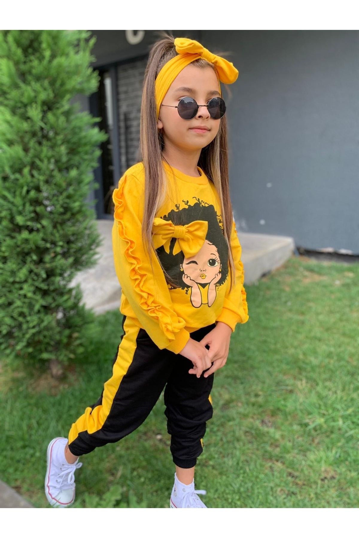 Girls hot sale yellow tracksuit