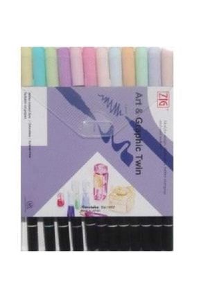 Art & Graphic Twin Brush Pen Çift Uçlu Kalem 12li Set Pastel T18808