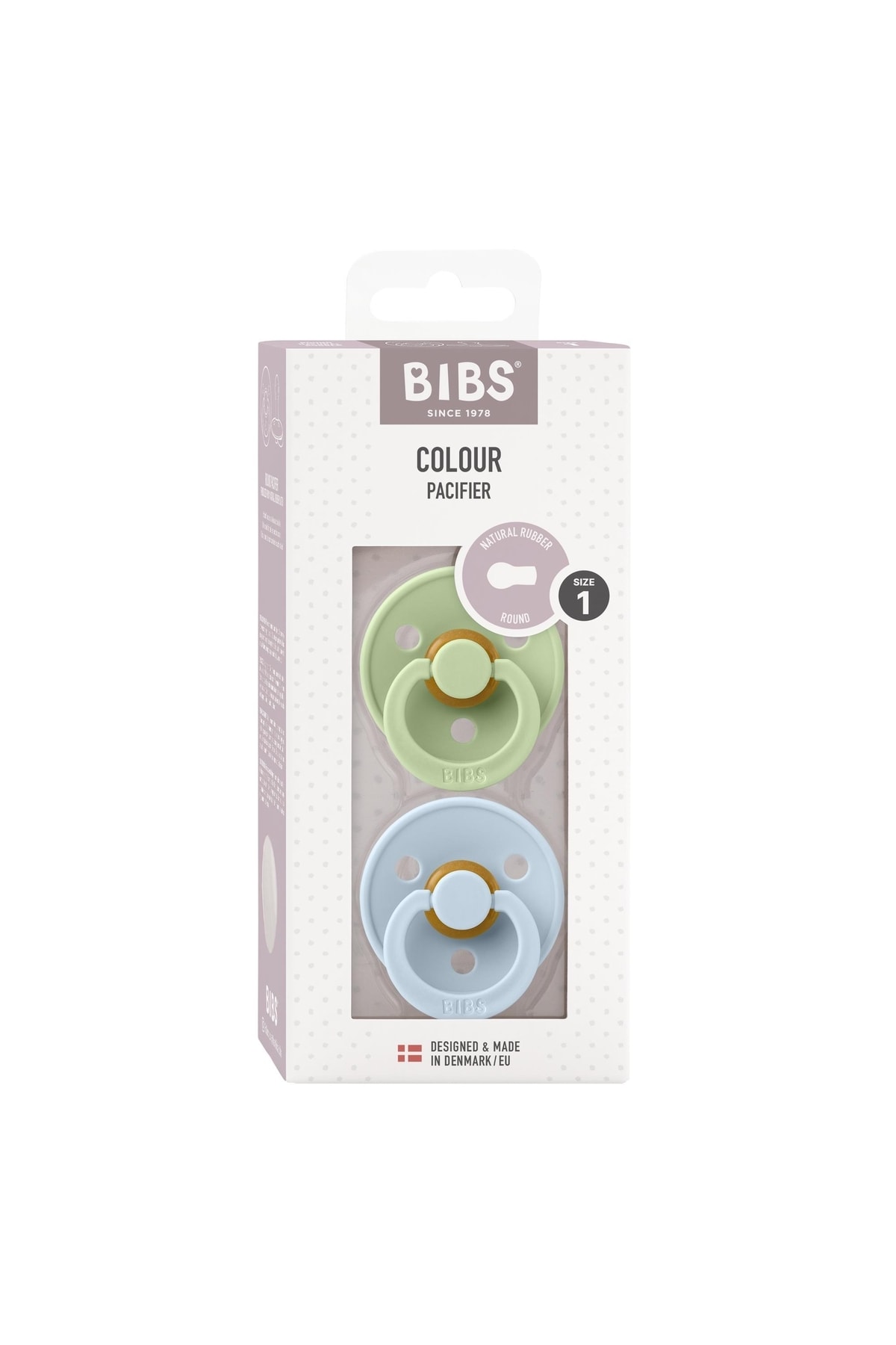 Bibs Colour Ikili Kauçuk Emzik-baby Blue/pistachio Size 1