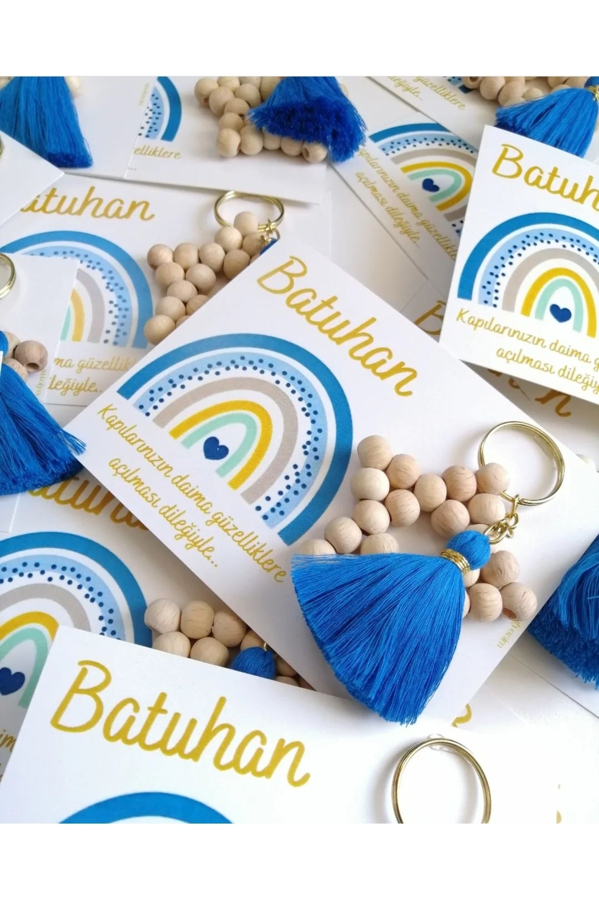 25-Piece Wooden Beaded Star Keychain - Henna, Promise, Engagement, Wedding, Wedding, Birthday, Circumcision