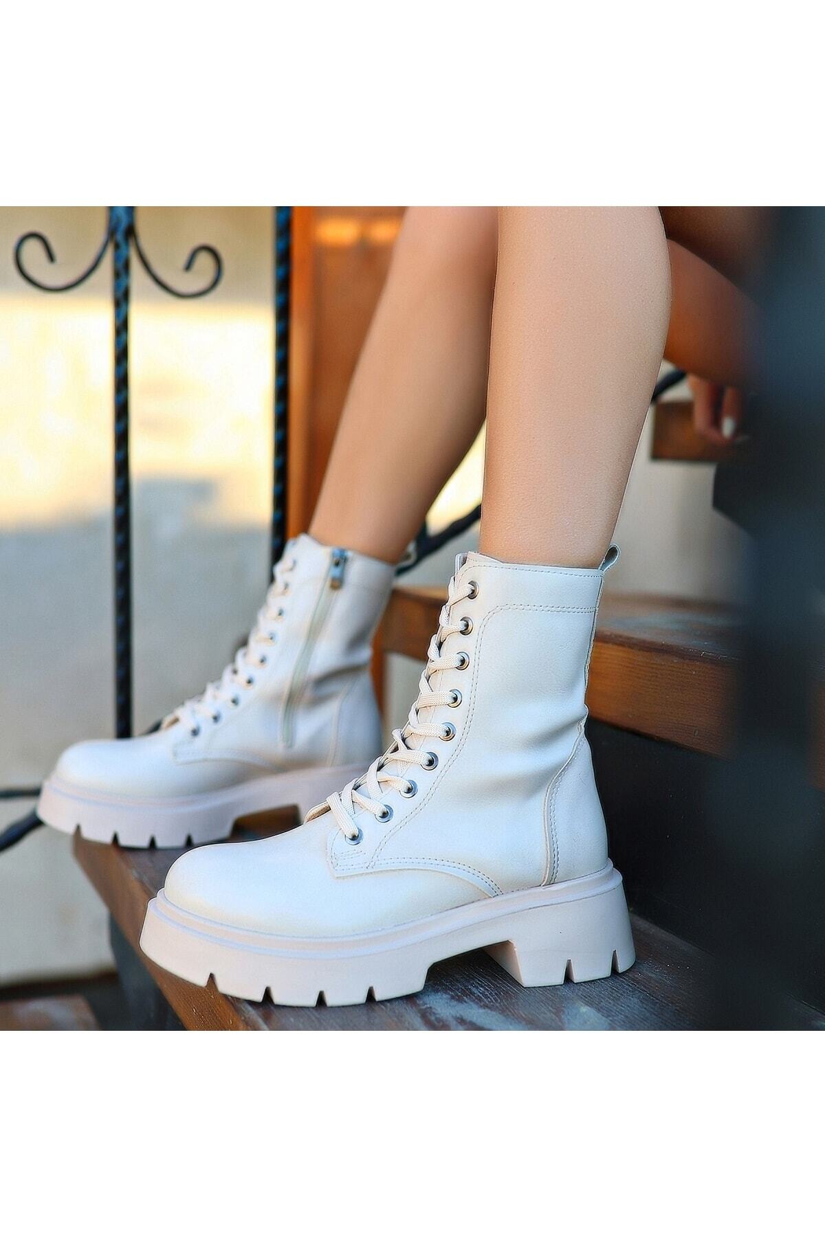 Kadın Ten Mibay Ten Cilt Bağcıklı Bot