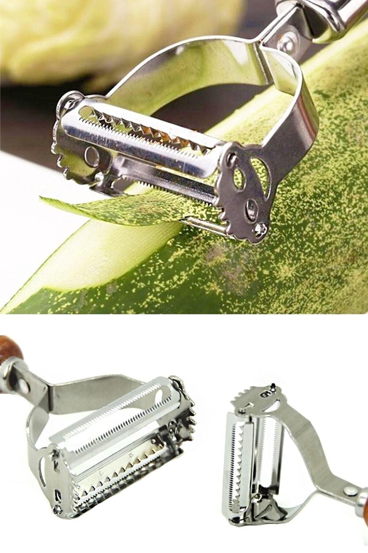 Zarif Inci Patates Sebze Soyacağı Paslanmaz Çelik Jülyen Soyacak Ahşap Saplı