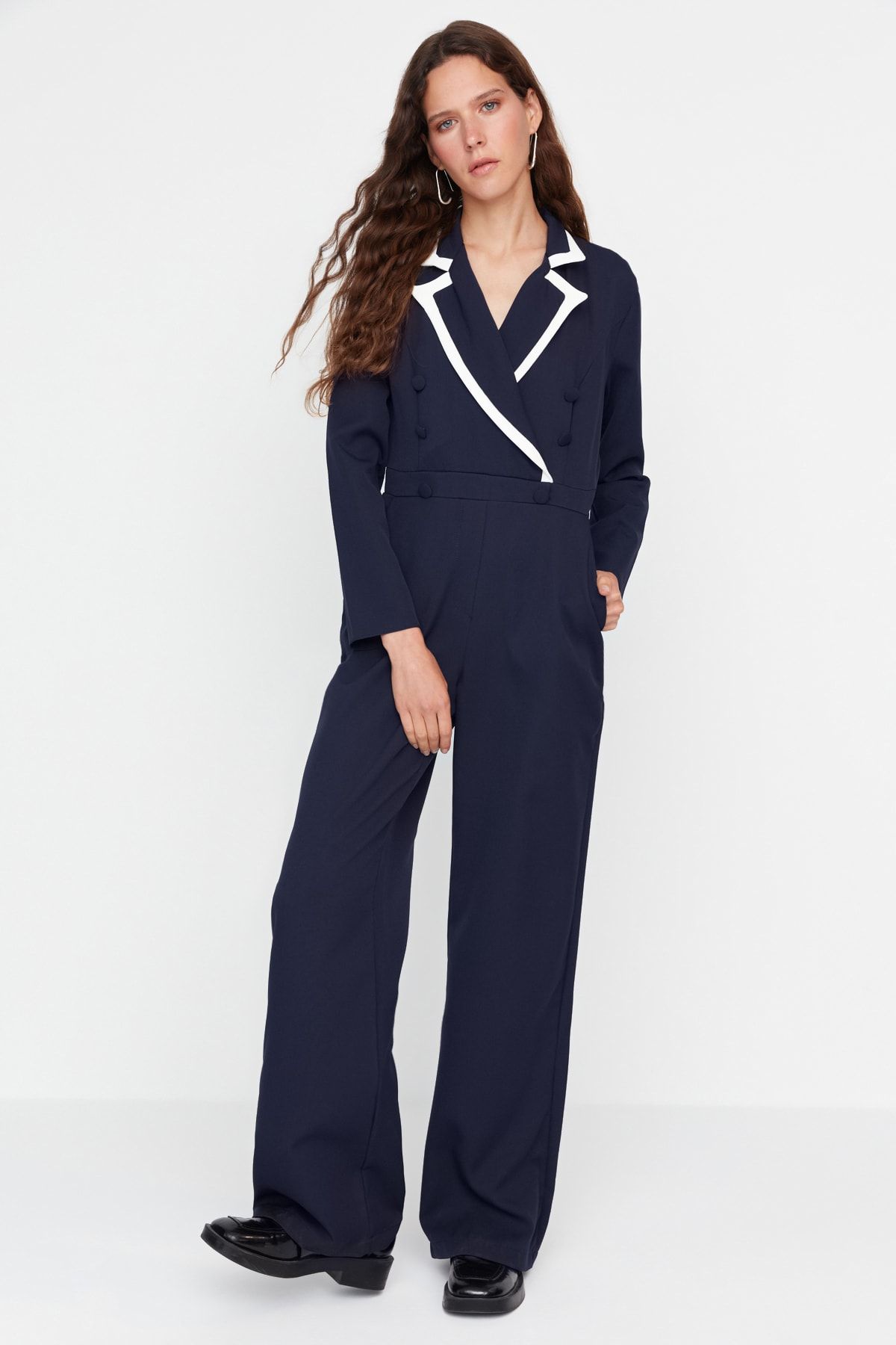 Blue and shop black jumpsuit
