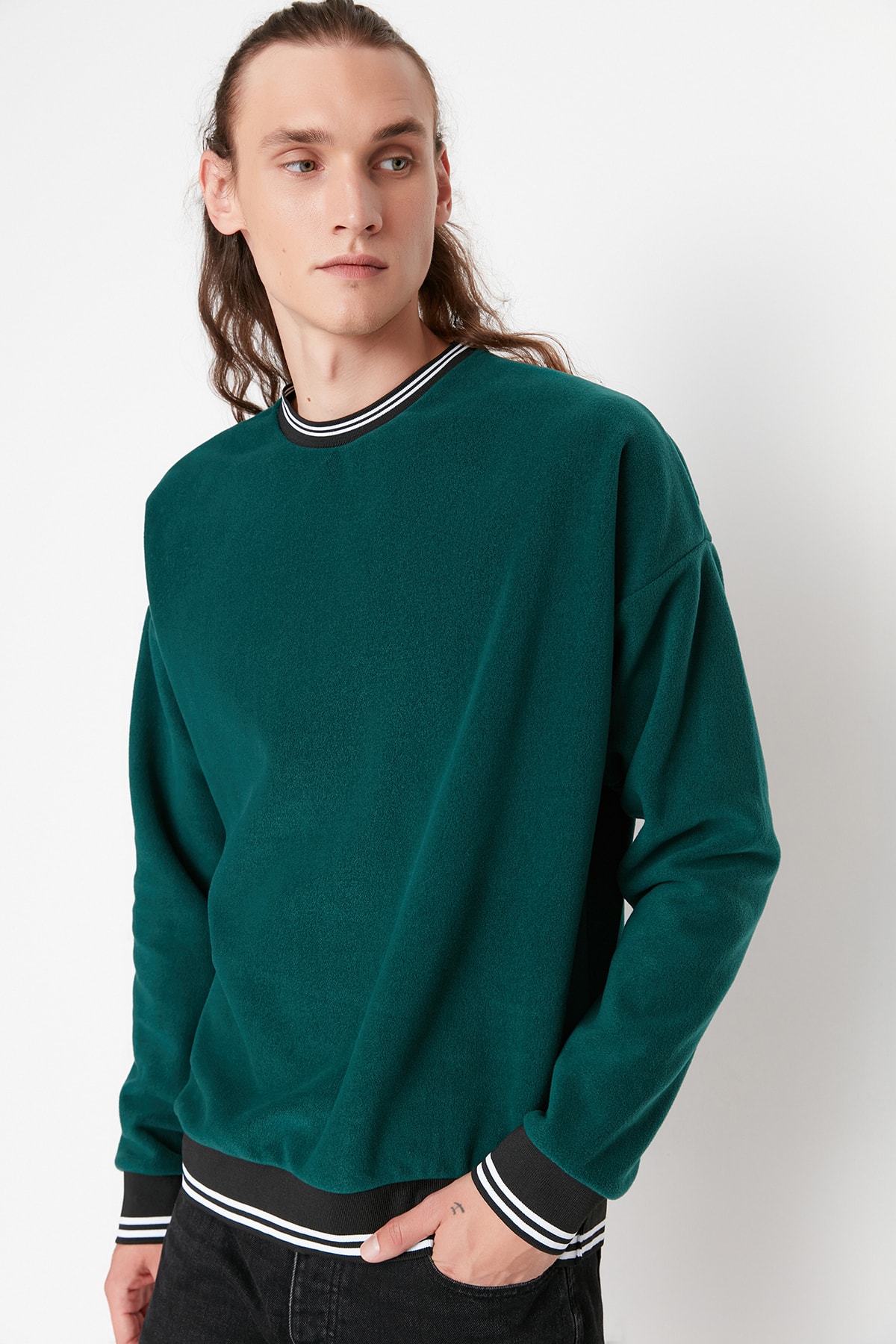 Trendyol Collection Sweatshirt Grün Oversized Fast ausverkauft