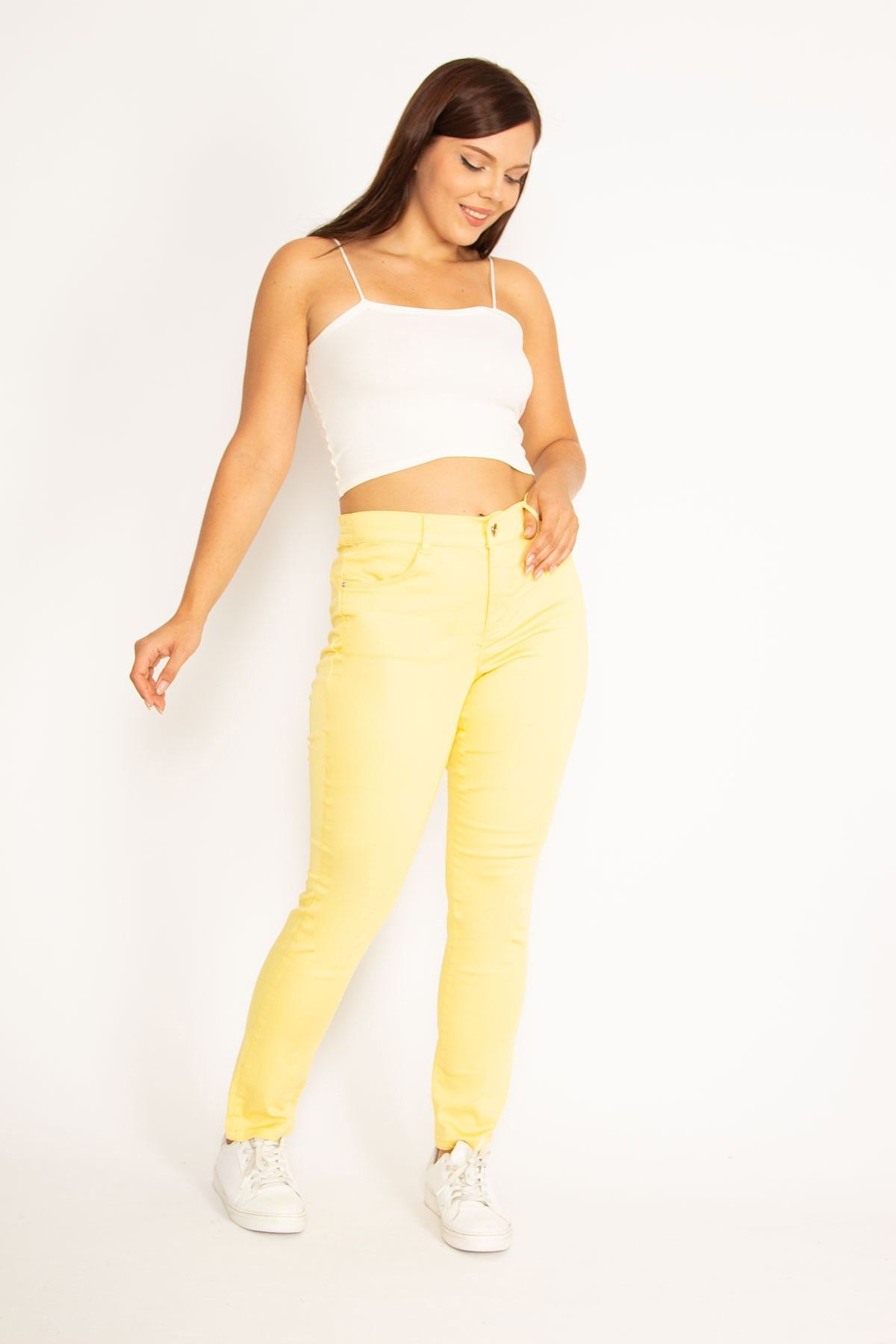 Plus size discount yellow skinny jeans