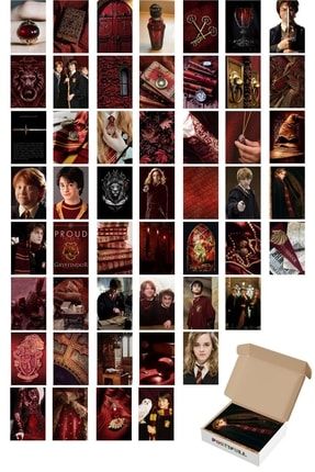 Harry Potter Poster Seti - Arkası Yapışkanlı - Gryffindor Binası - 50 Adet - 10cm*15cm - Kutulu Set kolaj37harryokul
