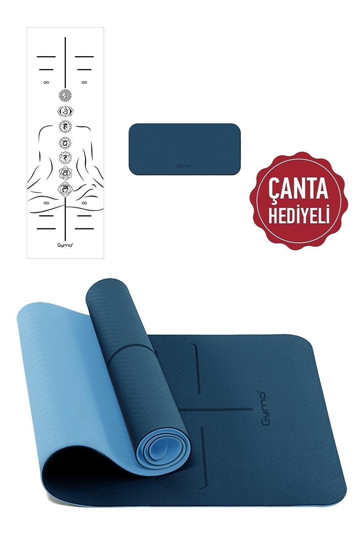 زیرانداز پیلاتس آبی نماد تراز 6mm tpe یوگا مت آرنج زانو کوسن و کیسه حامل مات محافظ Gymo