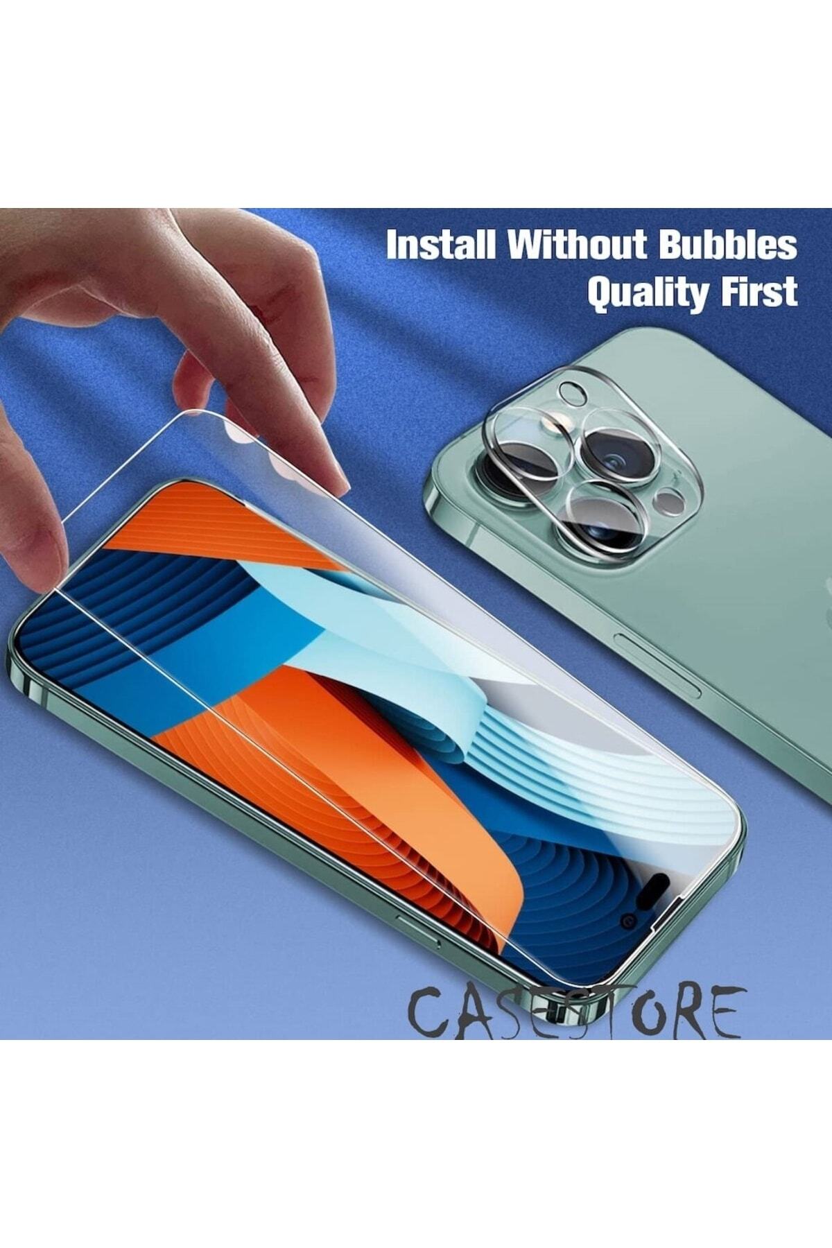 m.tk moveteck-Apple iPhone 14 Pro Max Compatible 2in1 Set Screen and Lens Protective Glass 9H Tempered 4