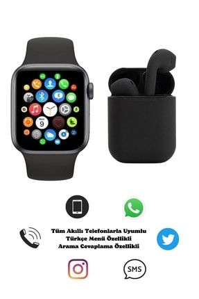 Redmi Note 9s Uyumlu Kolay Kurulumlu Watch 6 Series Akıllı Saat + I12 Bluetooth Kulaklık BGW841