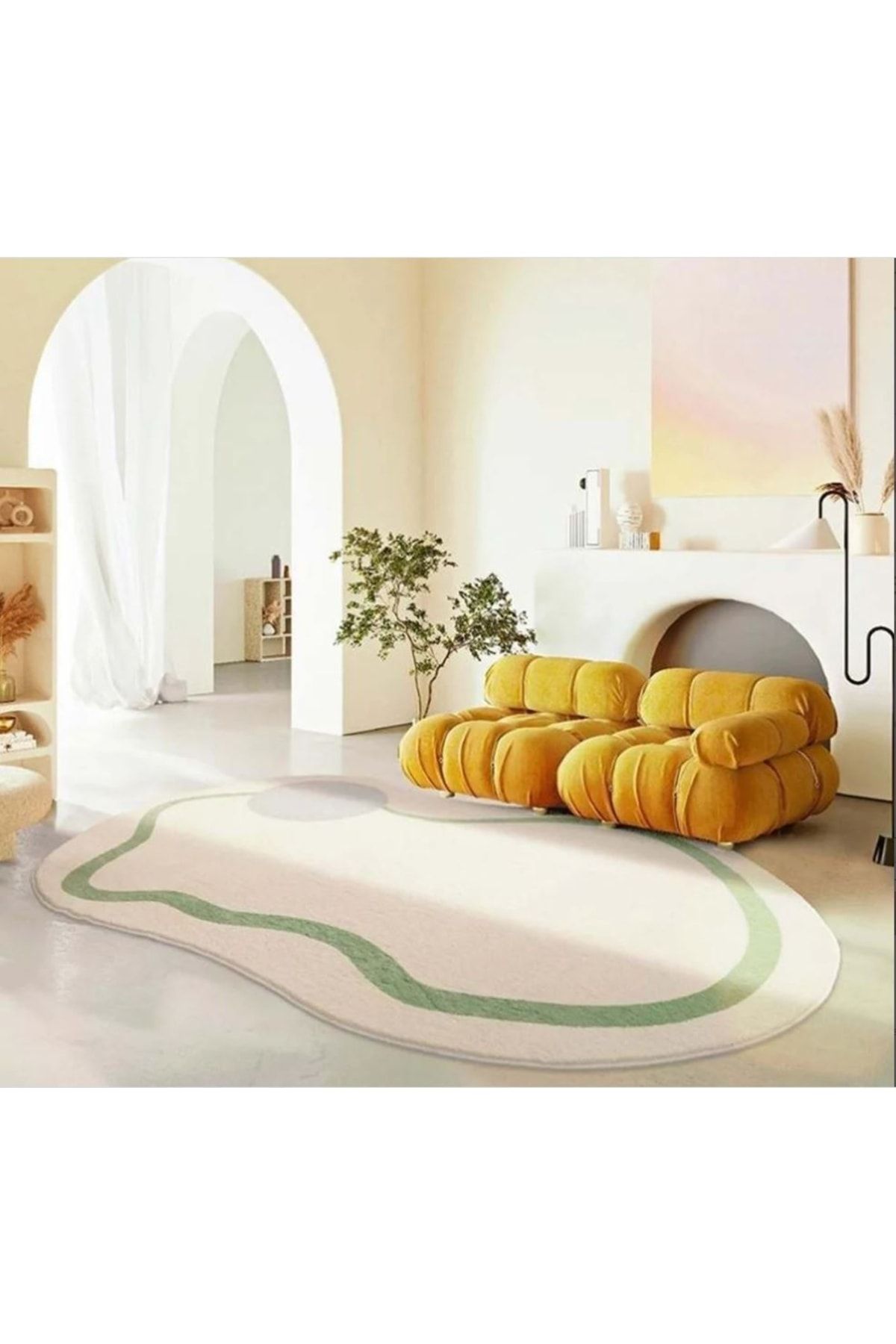 eco concept Estetik Çizgili Desen Dijital Baskı Taban Salon Mutfak Balkon Halısı, Ev Dekorasyonu
