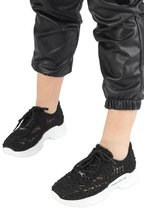 Siyah Dantel Örgülü Sneaker Yazlık Spor Ayakkabı - Molina 3339