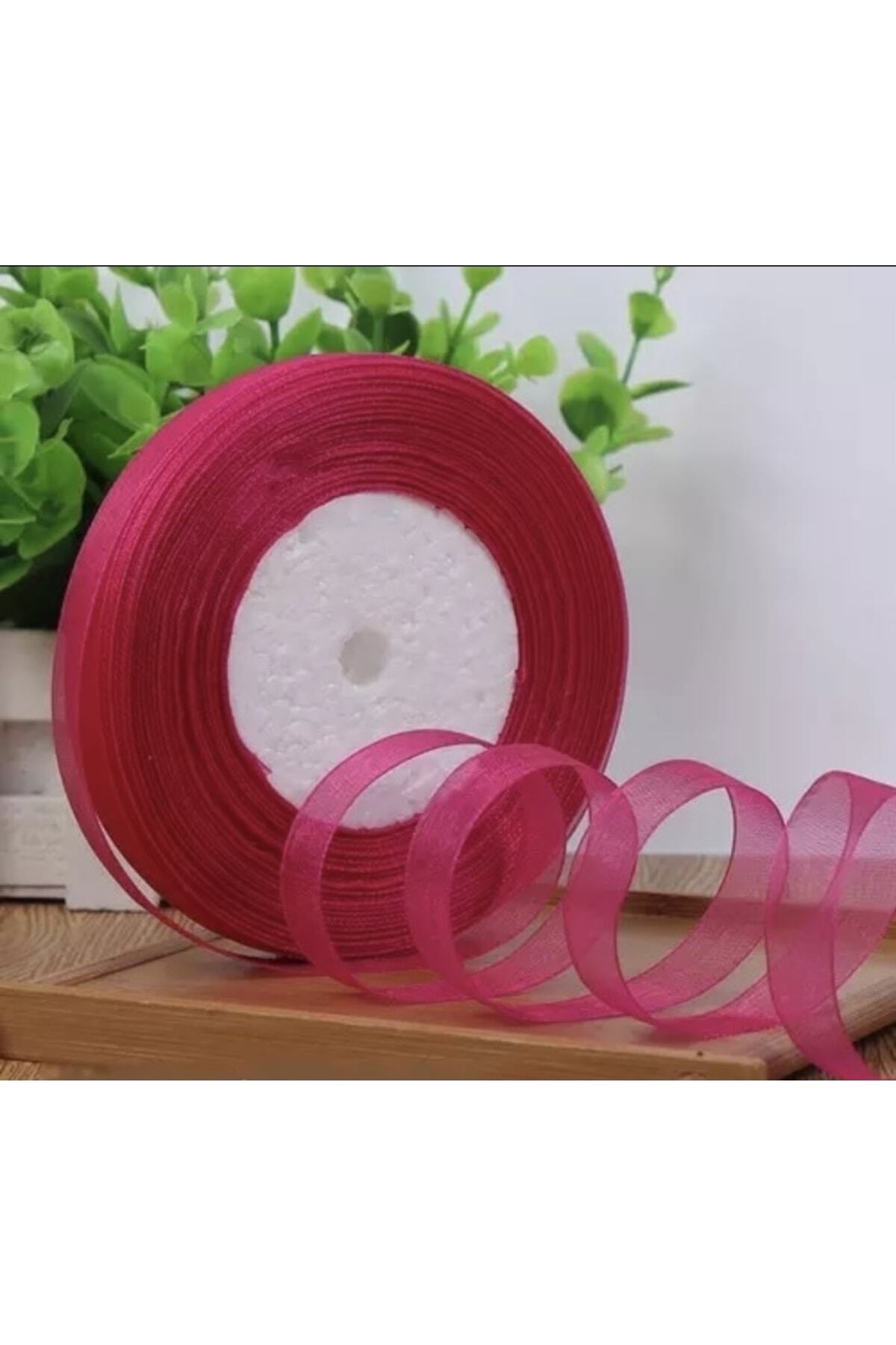Deniz Party Store-Organza Fuchsia Κορδέλα 1 εκ. 50 μέτρα Δώρο Στολίδι 1