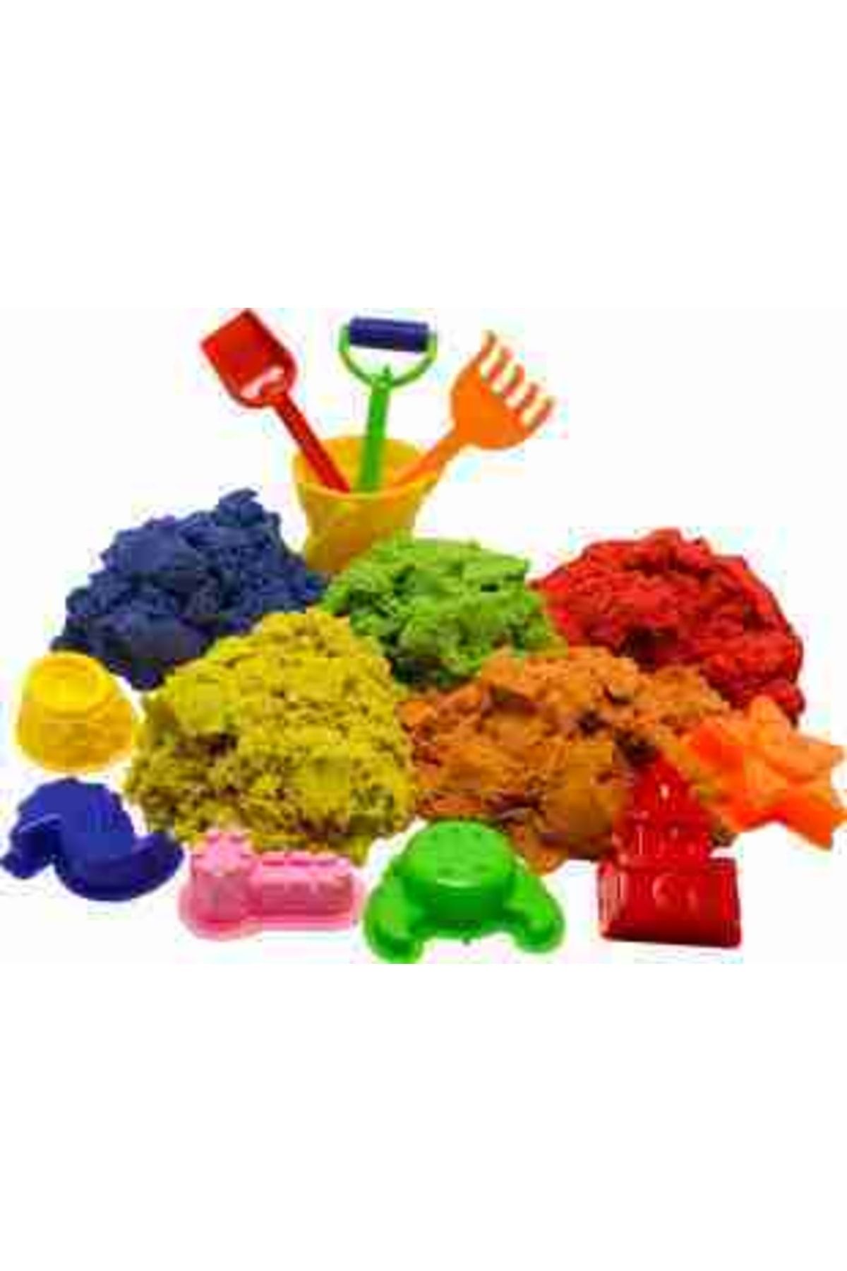 mika house Kinetik Kum ,1 Kg Sihirli Kum ,kum 5 Farklı Renk , 5 Adet Mini Kalıp Ve Kum Havuzu Çantalı Set