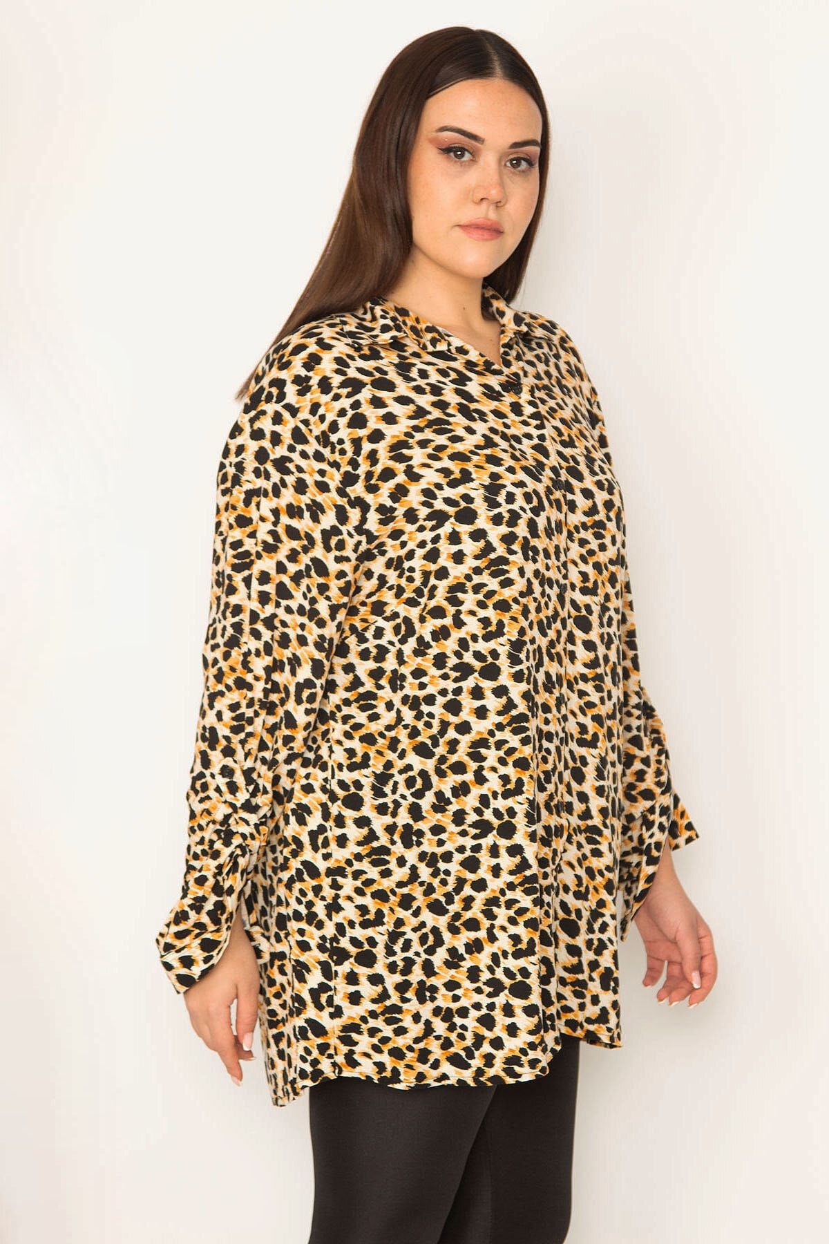 Şans Große Größen in Bluse Braun Relaxed Fit Fast ausverkauft YB9723