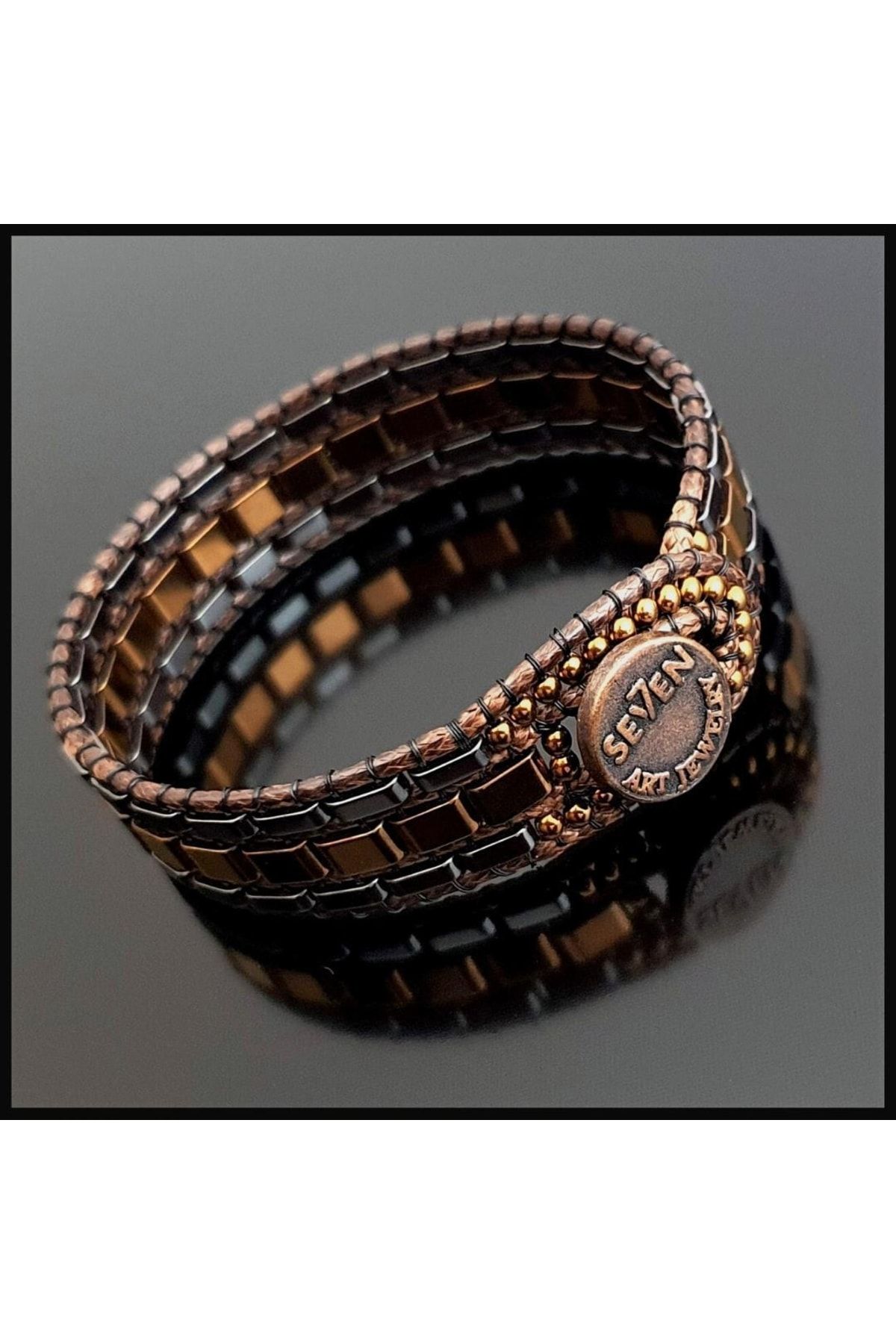 Seven Art Jewelry Doğal Taş Bileklik, Hematit Bileklik, El Yapımı Tarz Bileklik, Kahverengi Bileklik SE11283