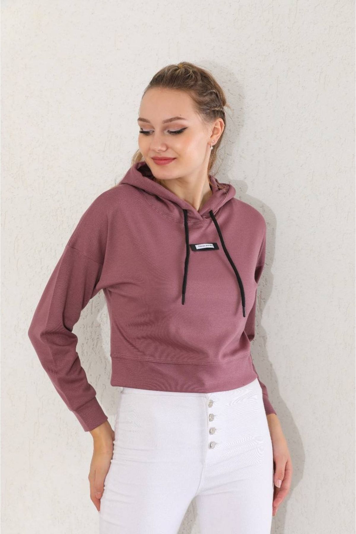 Rose crop top hoodie deals