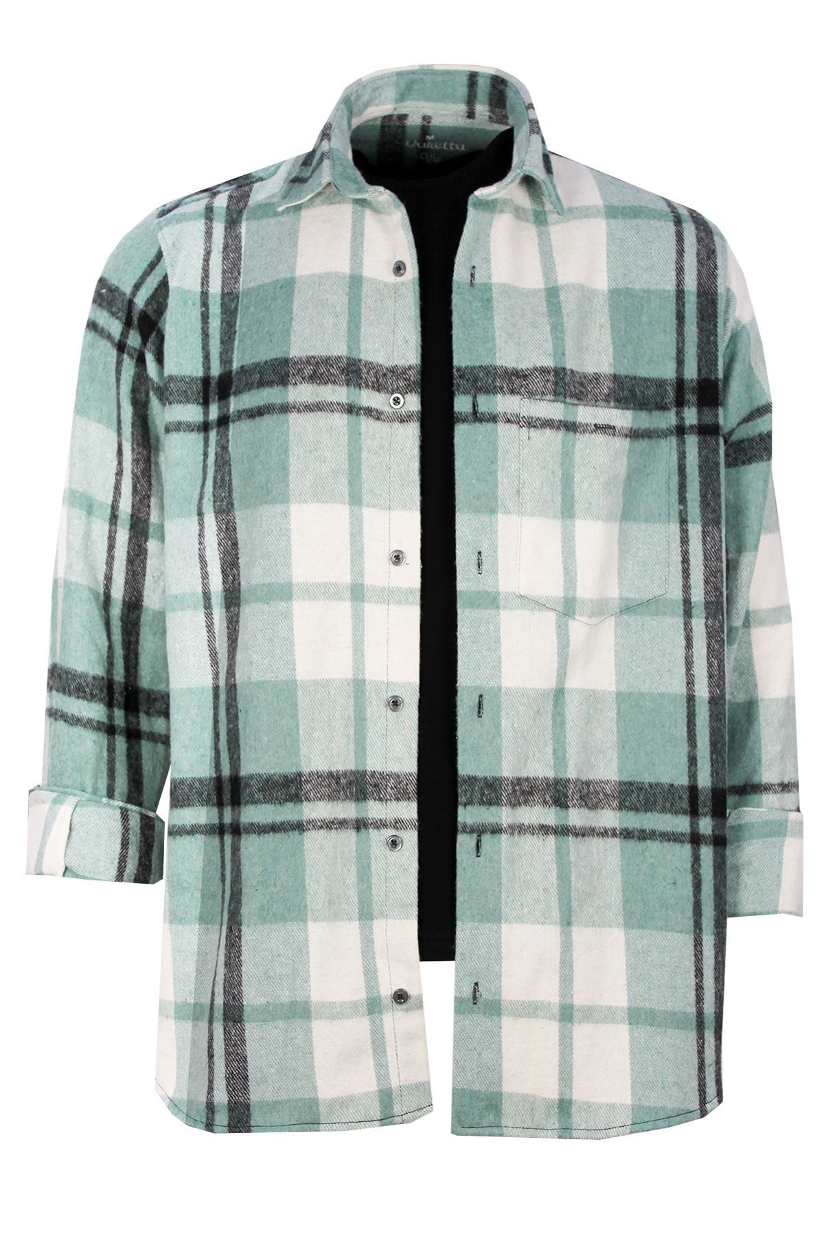 mint green plaid shirt