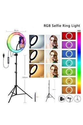 10 Inç Rgb Çok Renkli Led Make Up Selfie Işığı 210 Cm Tripot Selfie Çubuğu 10 INCH LED ISIK