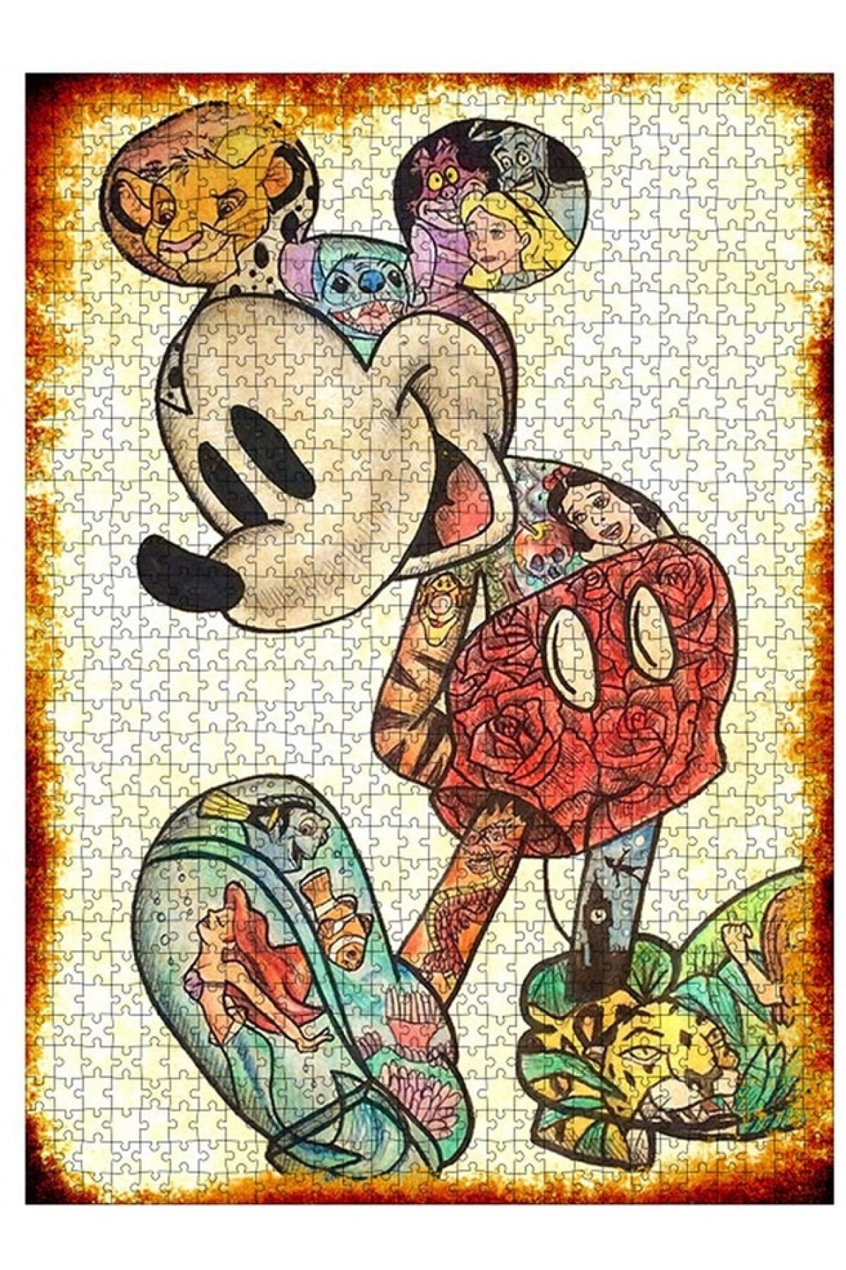 Tablomega Ahşap Mdf Puzzle Yapboz Mickey Mouse Temalı Tablo 1000 Parça 50*70 Cm