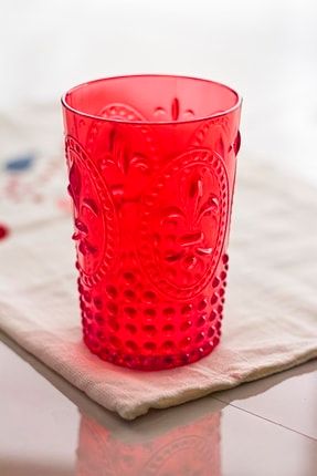 Akrilik Kırmızı Kısa Bardak & Su Meşrubat Kahve Yanı Bardağı 400 ml (cam Değildir ) Magıckısa