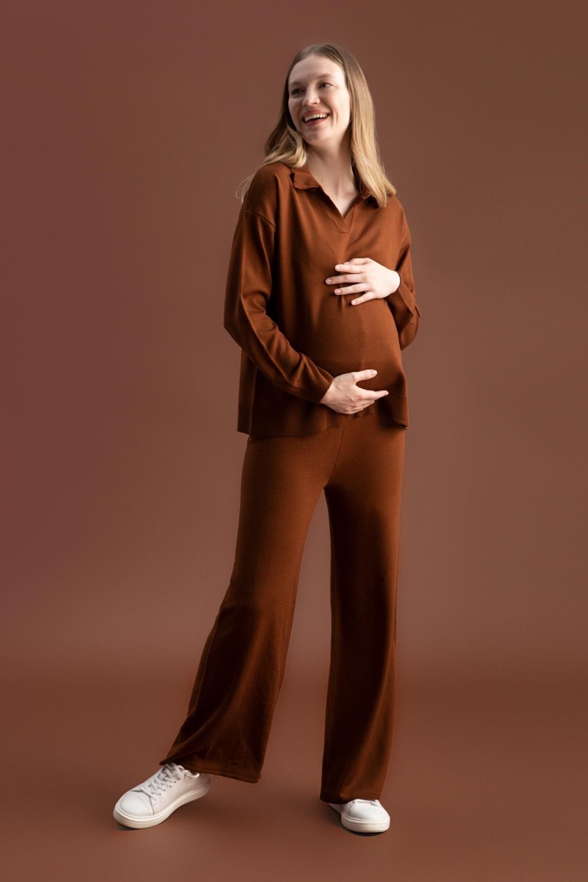 DeFacto-Regular Fit Polo Neck Maternity Knitwear Top 3