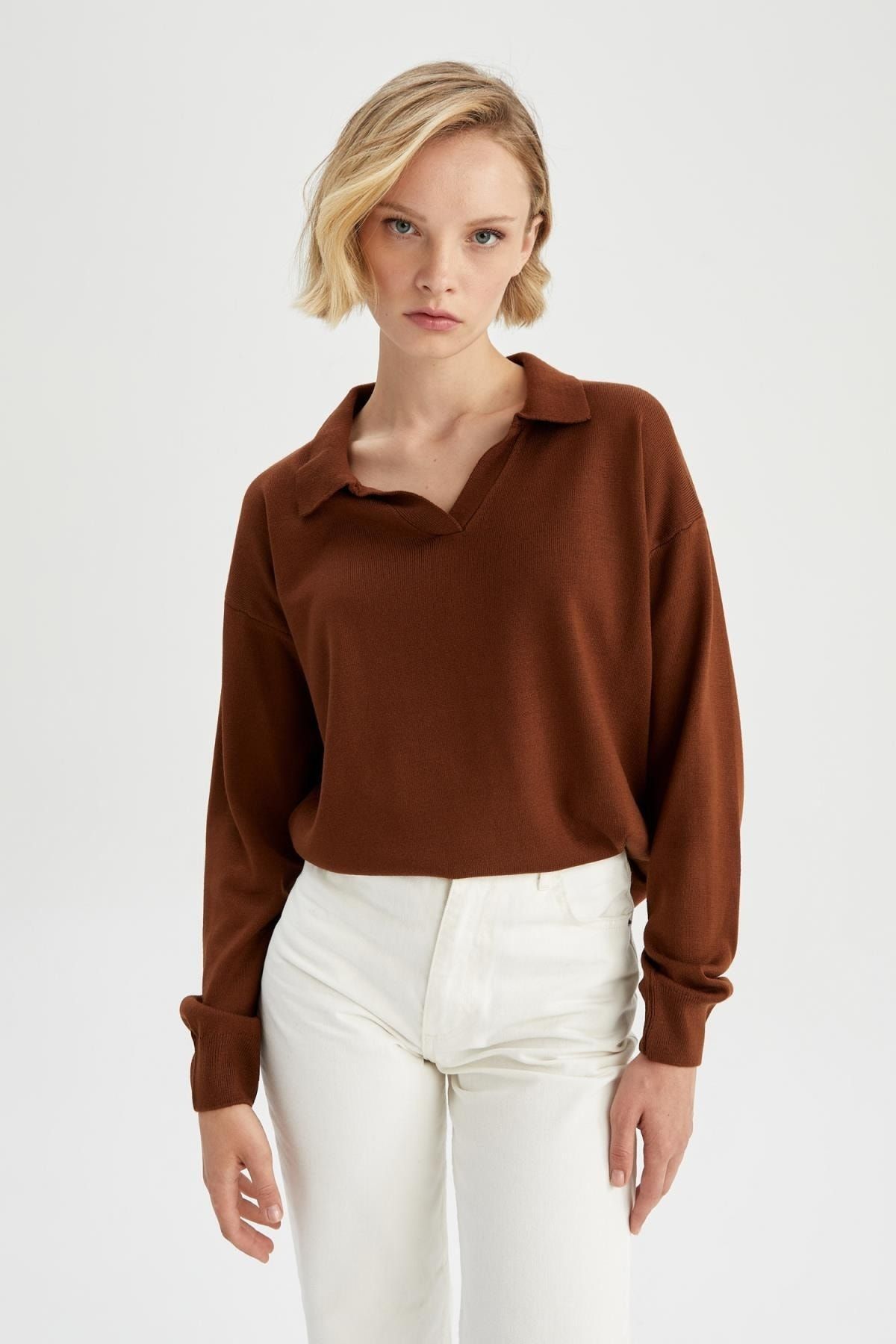 DeFacto-Regular Fit Polo Neck Maternity Knitwear Top 4