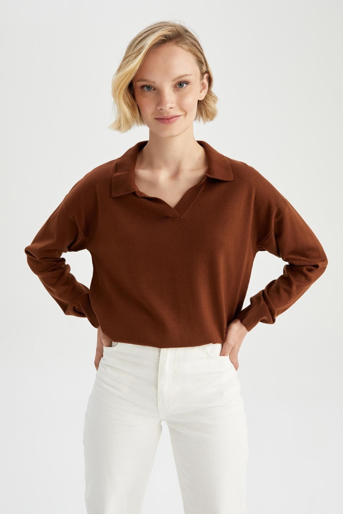DeFacto-Regular Fit Polo Neck Maternity Knitwear Top 7