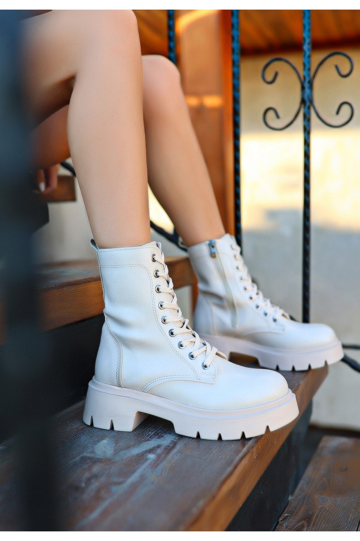 Kadın Ten Mibay Ten Cilt Bağcıklı Bot