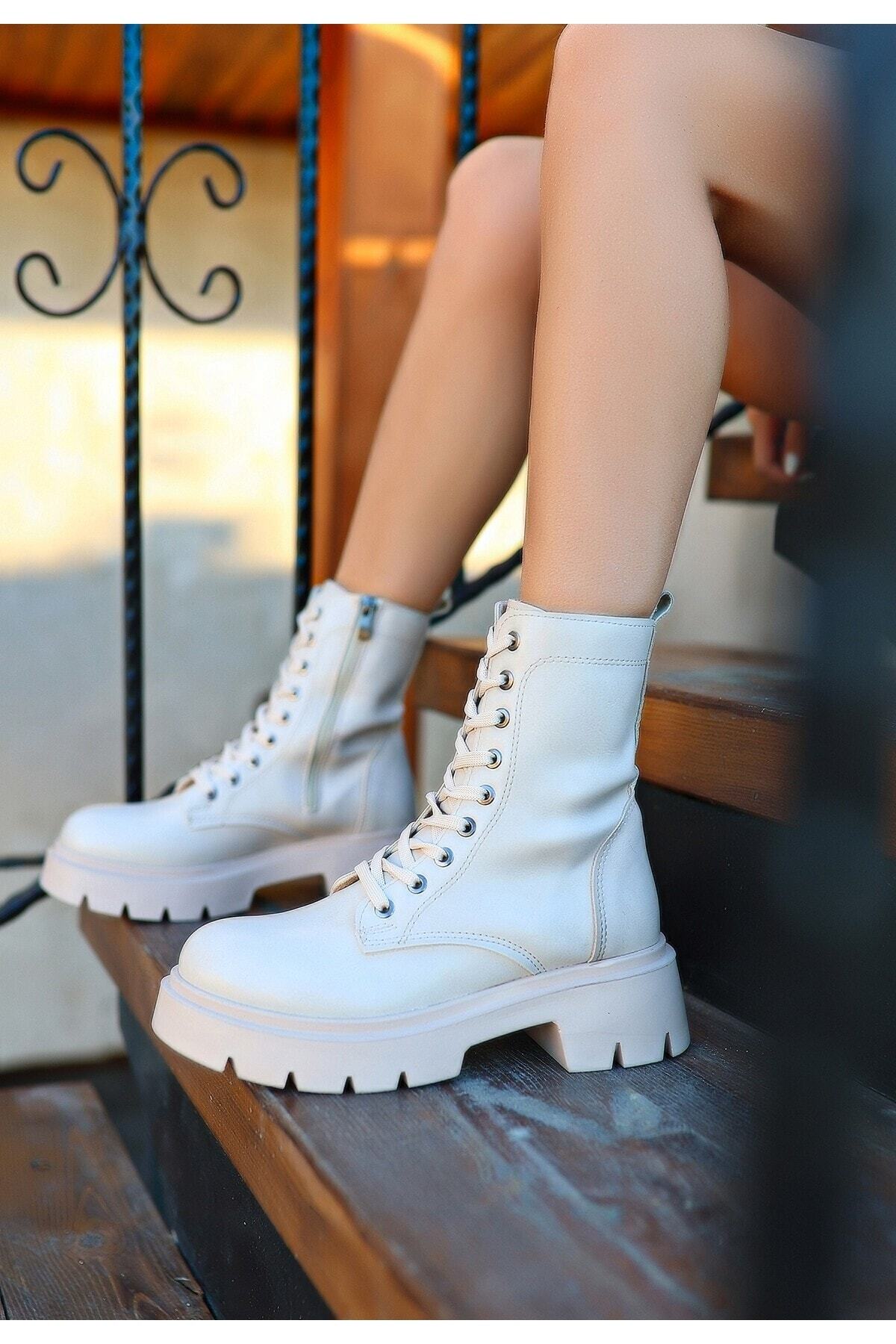 Kadın Ten Mibay Ten Cilt Bağcıklı Bot