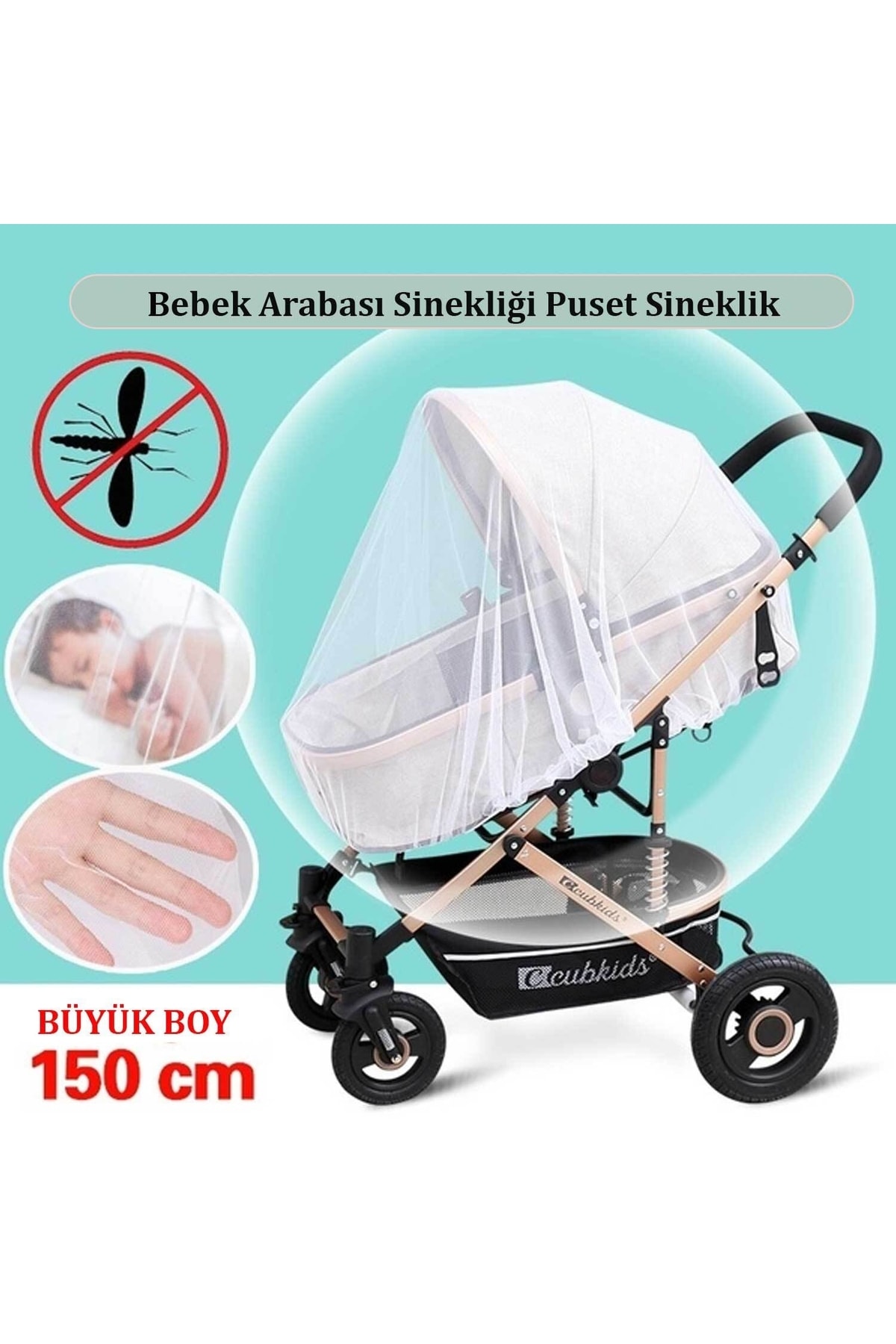 RevuBaby Bebek Arabası Sinekliği Puset Cibinliği Sineklik Bebek Koruma Sinekliği fotoğrafı 3 (önizleme)