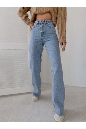 Kadın Kar Yıkama Palazzo Likralı Salaş Pantolon Jeans salaş22