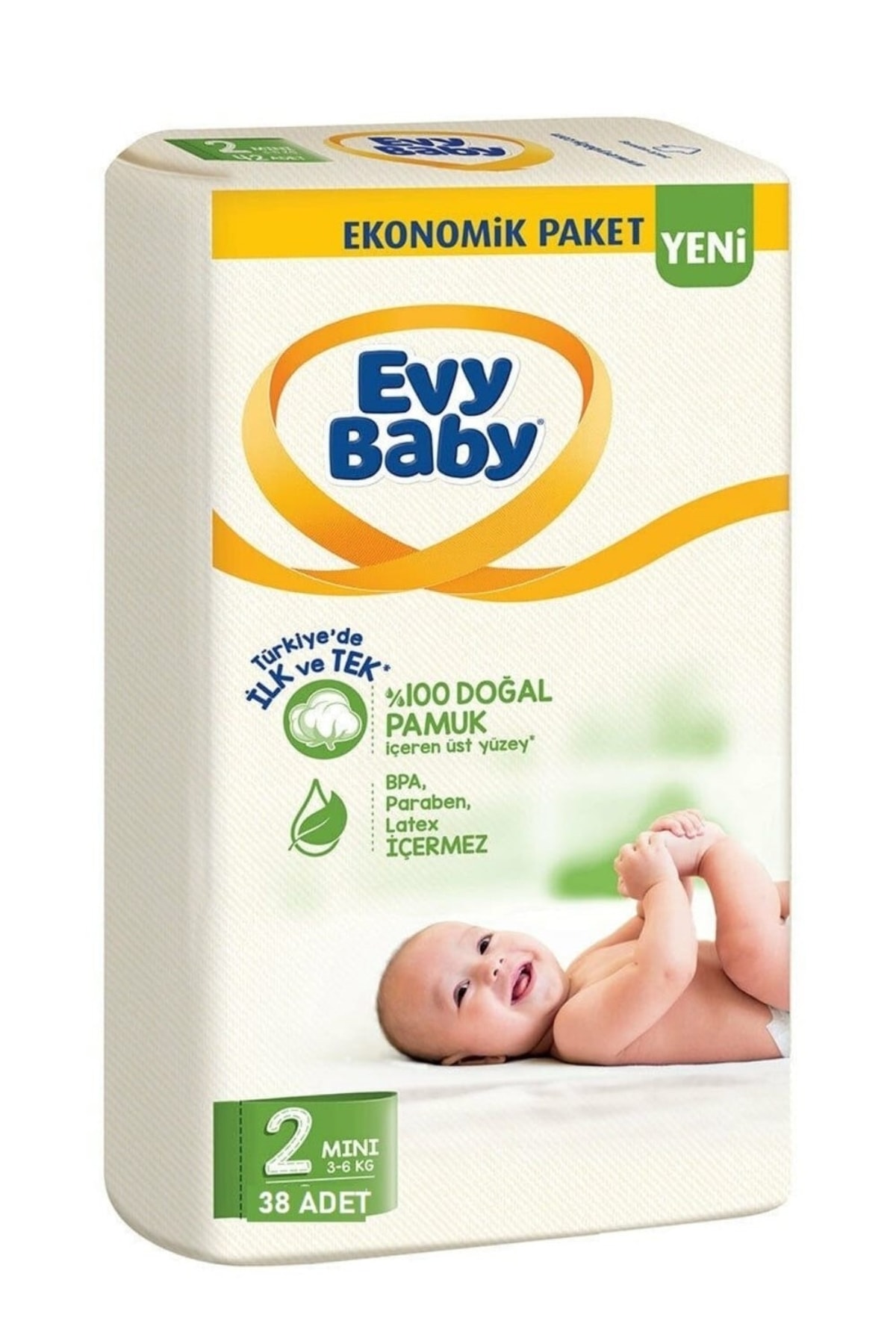 Evy Baby Bebek Bezi Beden:2 (3-6KG) Ekonomik Paket 38 Adet