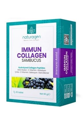 Kolajen Immun Sambucus(Karamürver),Beta Glukan,Vitamin A-B6-B12-C-D-E,Selenyum,Çinko 60'lı Tablet NTG0061