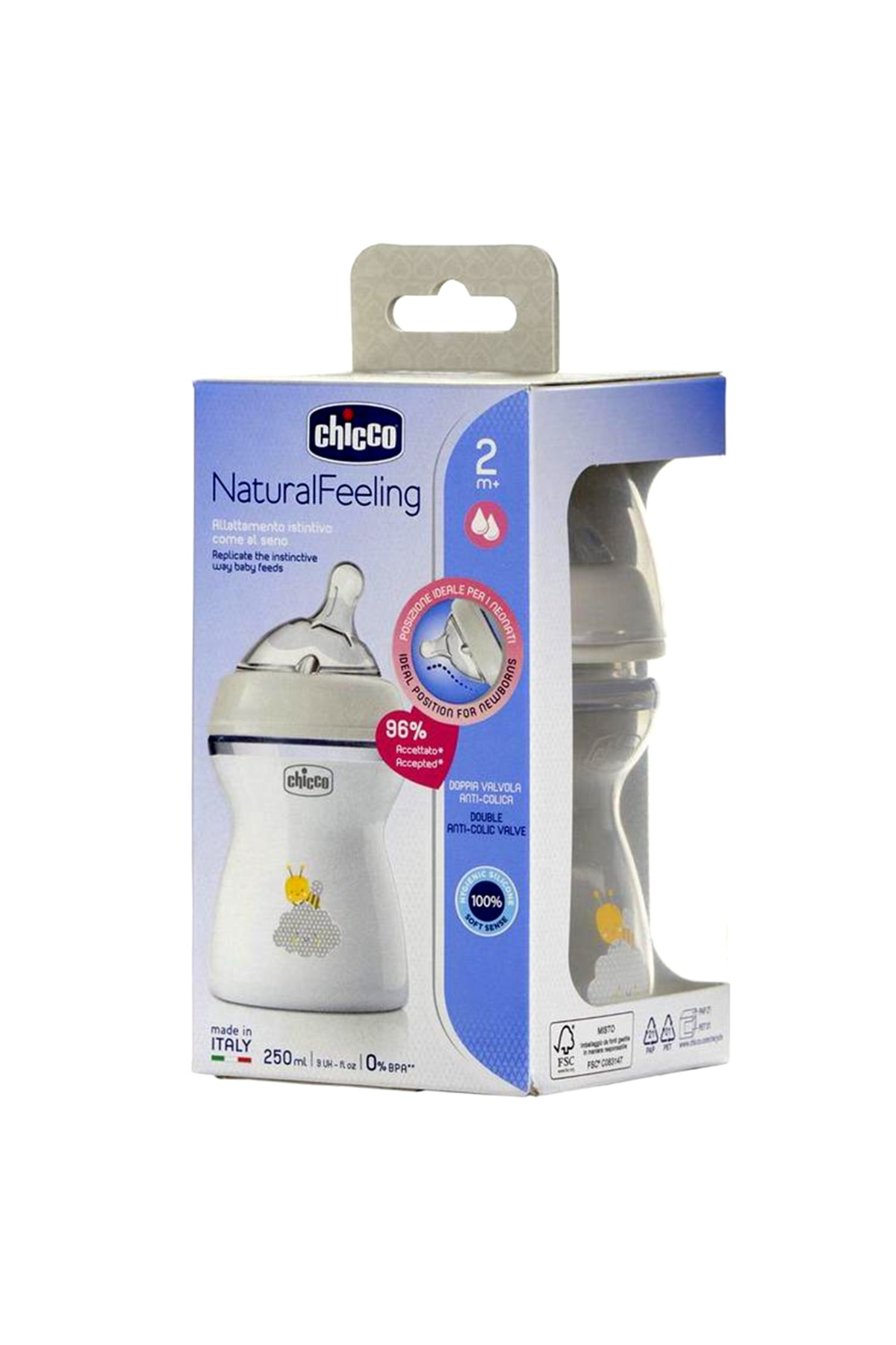 Chicco Natural Feeling Silikon Emzikli Pp Biberon Desenli 250 ml 2 Ay Yeni fotoğrafı 5 (önizleme)