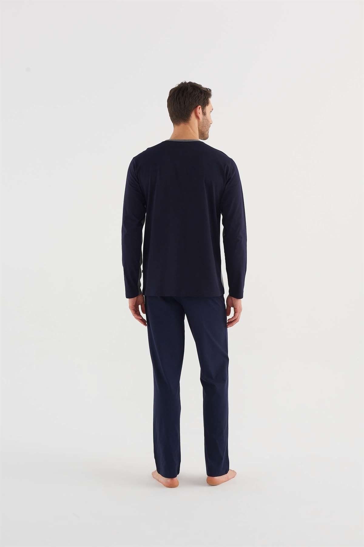 ست پیژامه خاکستری مردانه لباس خواب یقه گرد 18620 23k U.S. Polo Assn.
