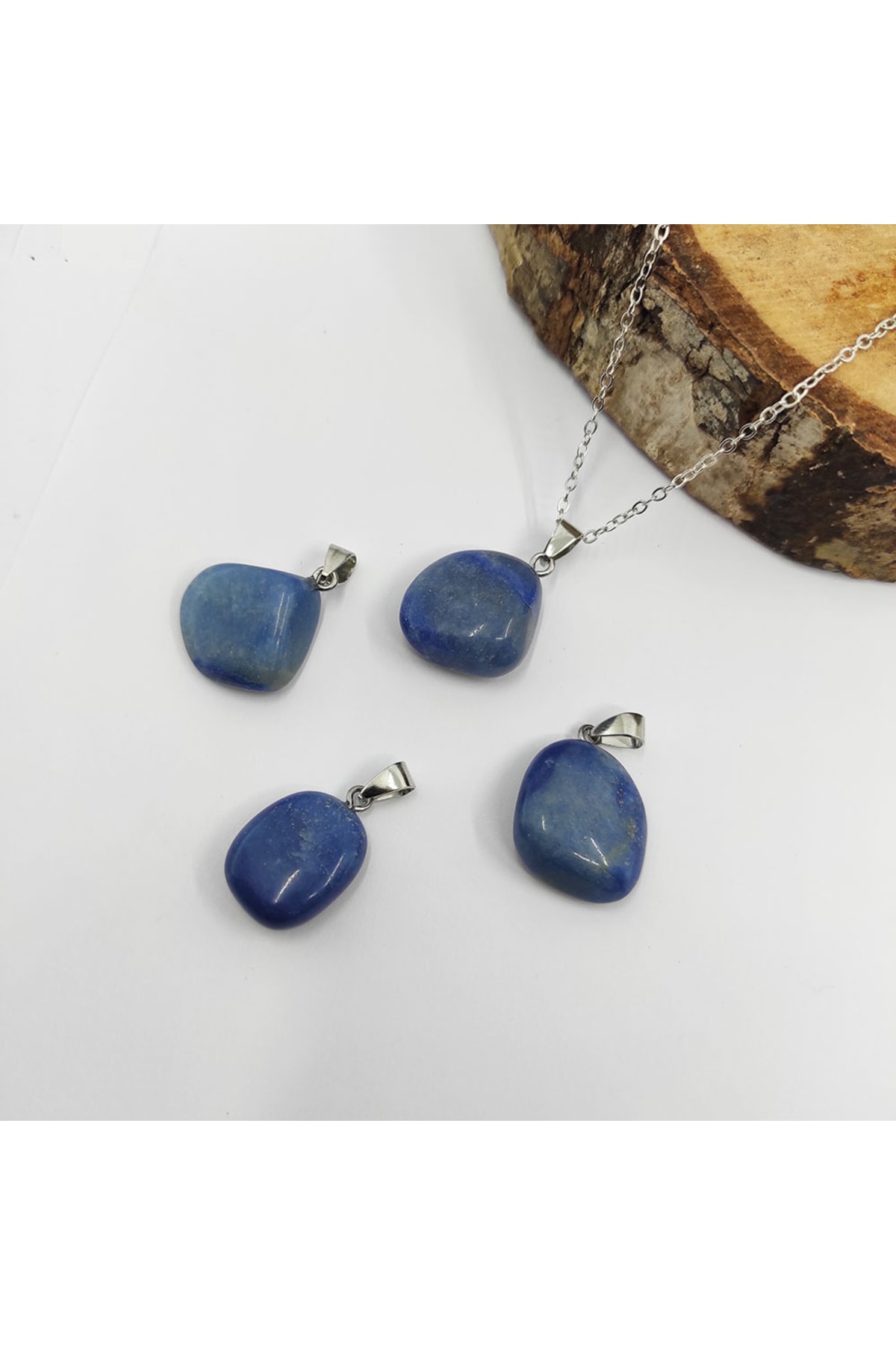 ByKolyeucum Doğal Mavi Aventurin Doğal Taş Kolye