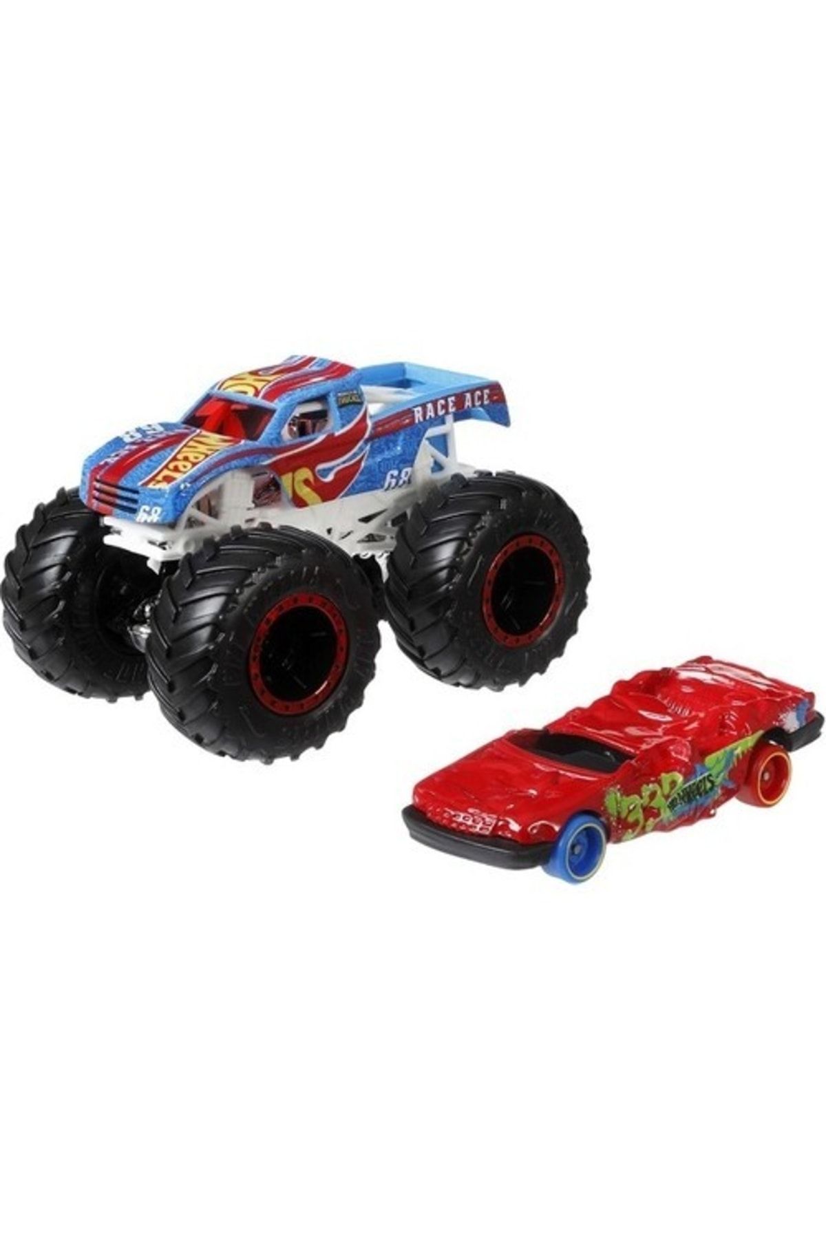 HOT WHEELS Monster Trucks 1:64 Arabalar Race Ace Ikili Set
