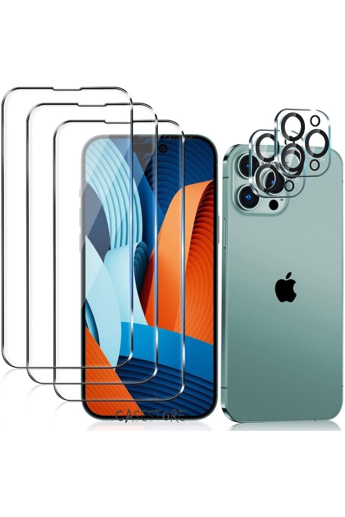 m.tk moveteck-Apple iPhone 14 Pro Max Compatible 2in1 Set Screen and Lens Protective Glass 9H Tempered 1