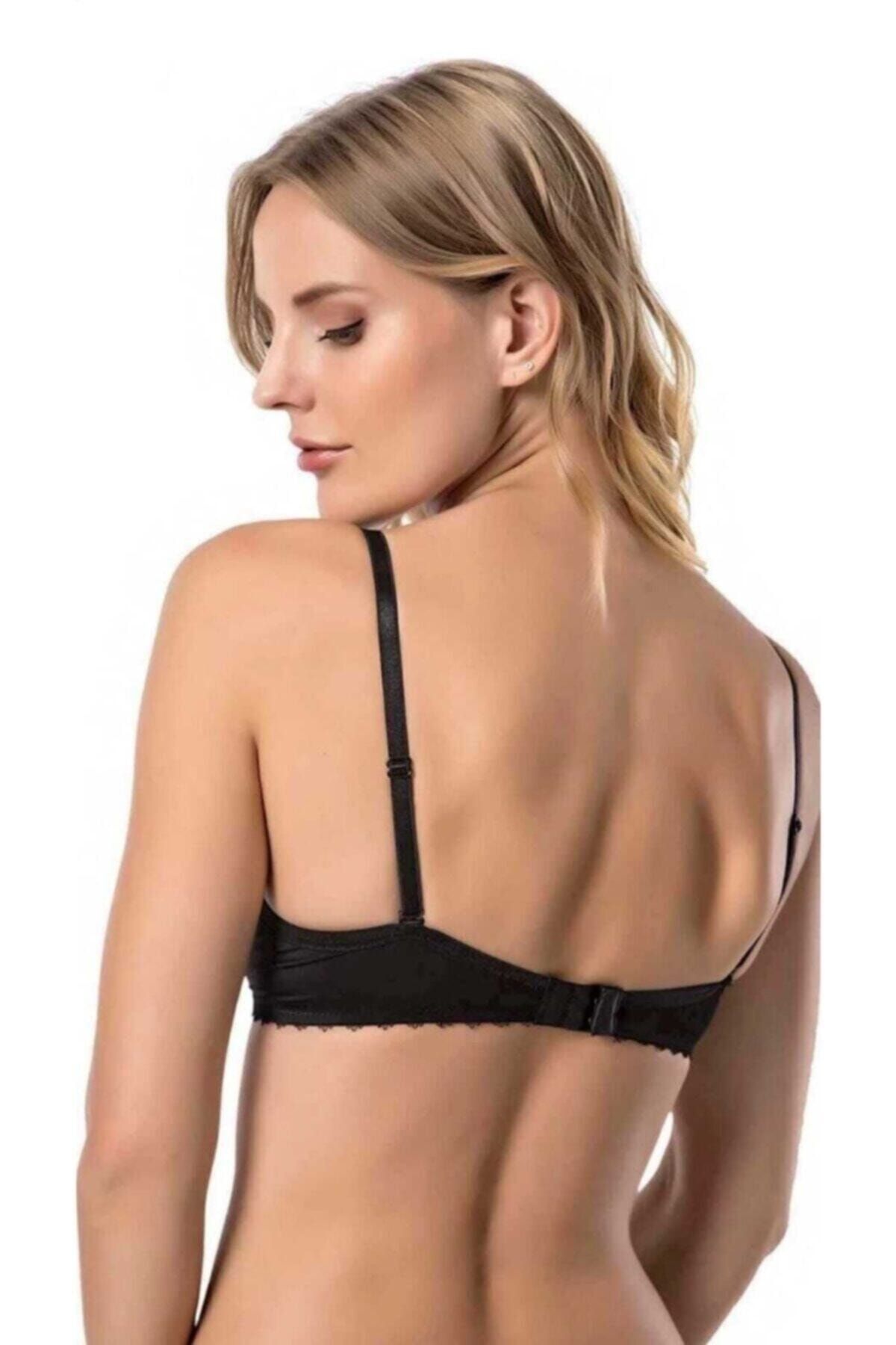 Le Jardin Women's Black Double Supported Micro Covered Magic Stone Detail  Bra That Looks 2 Sizes Bigger 7034 - Trendyol