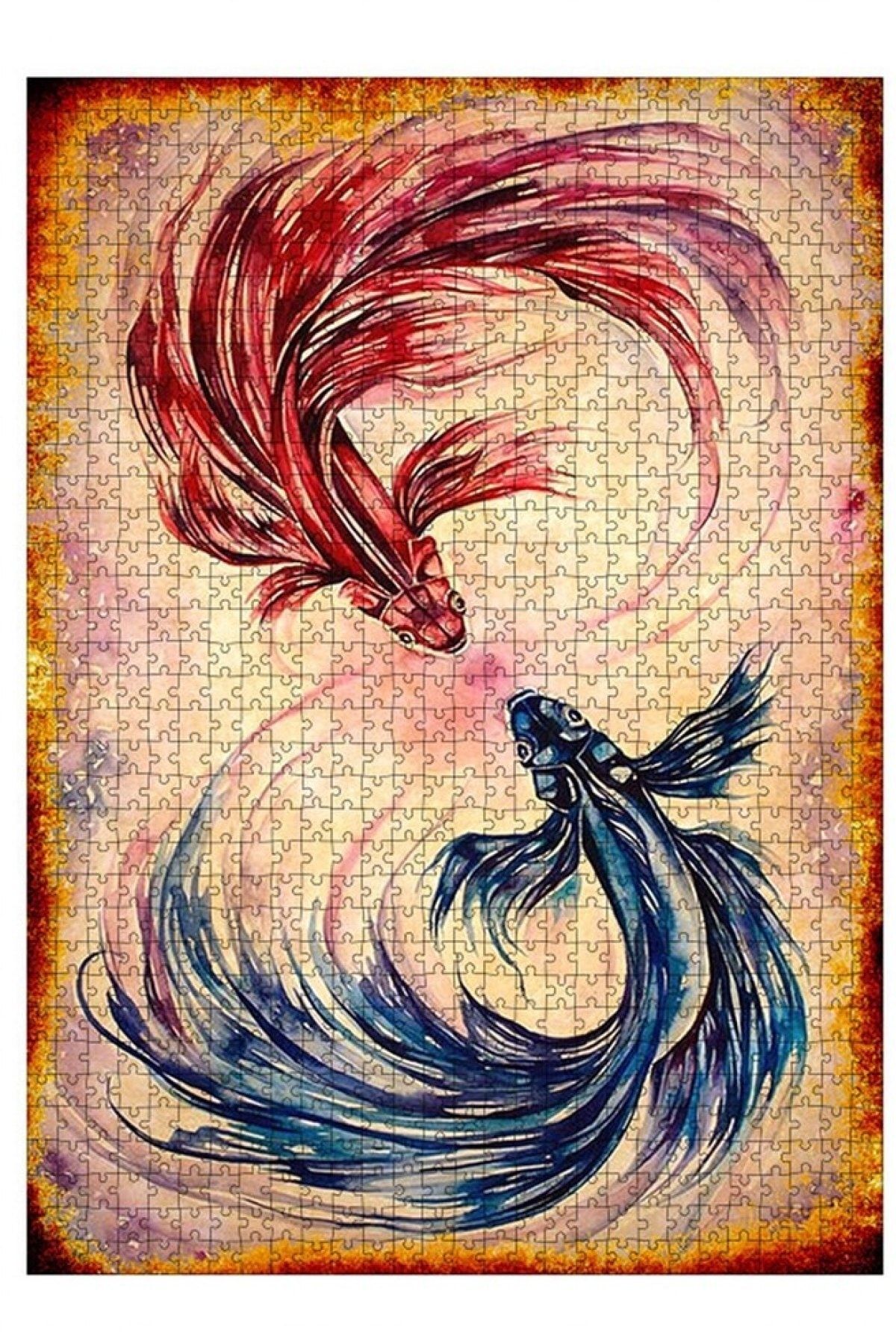 Tablomega Ahşap Mdf Puzzle Yapboz Mavi Ve Kırmızı Balık 1000 Parça 50*70 Cm
