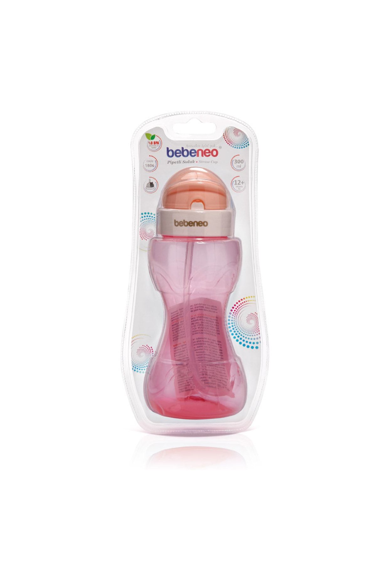 شیشه صورتی پسرانه و دخترانه بچگانه 300 میل قرار دادن BABY BEBENEO