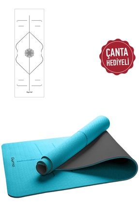 Hizalamalı 6mm Tpe Yoga Matı Pilates Minderi Mavi Siyah PRA-4590470-5623