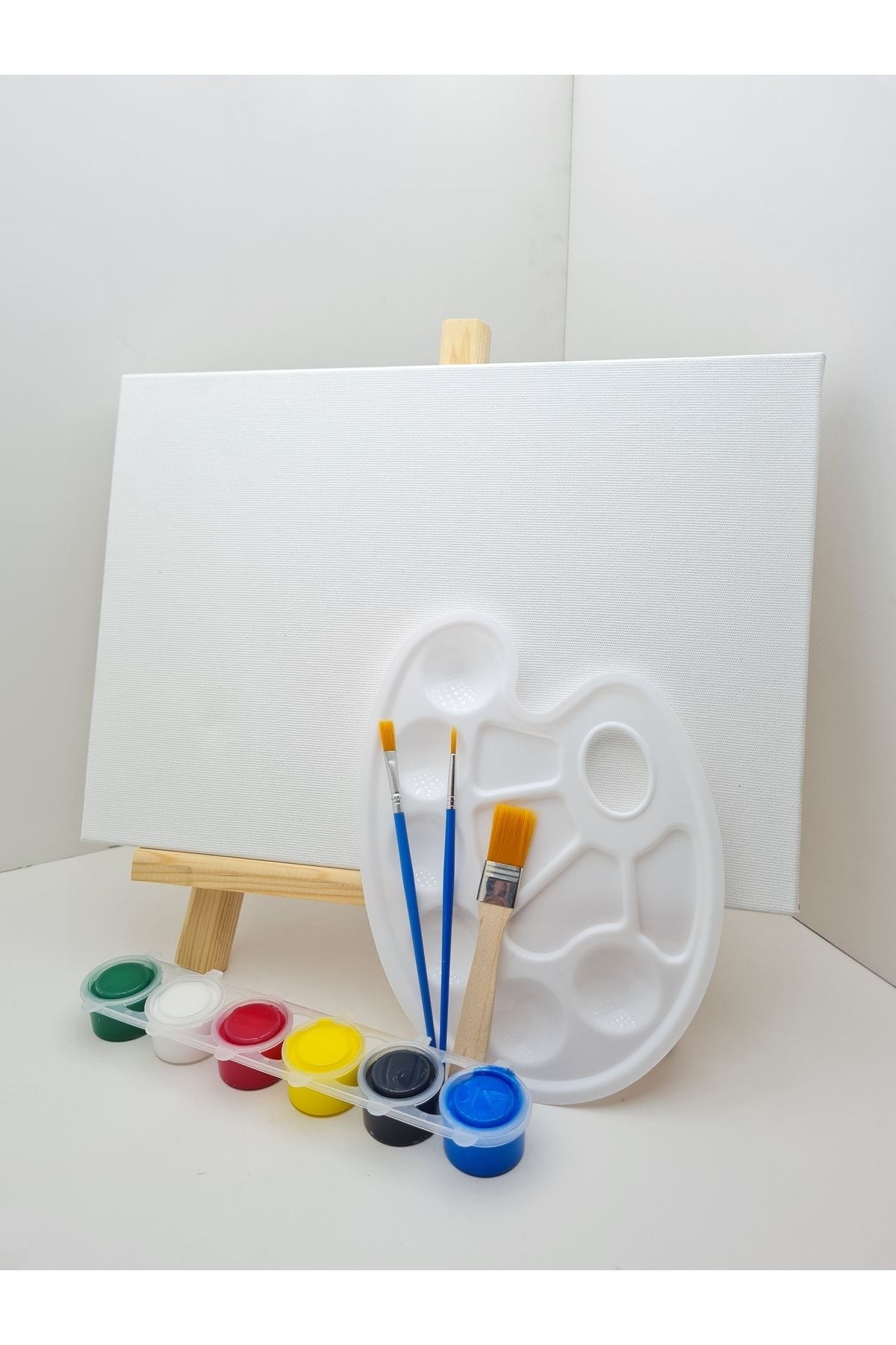 Gulcerenhobi Children's Acrylic Painting Canvas Set (Acrylic Paint, Brushes  and Easel)