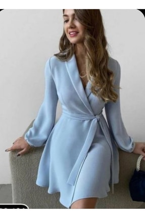 LOVELİXİR Açık Mavi Rengi Uzun Kollu Elbise