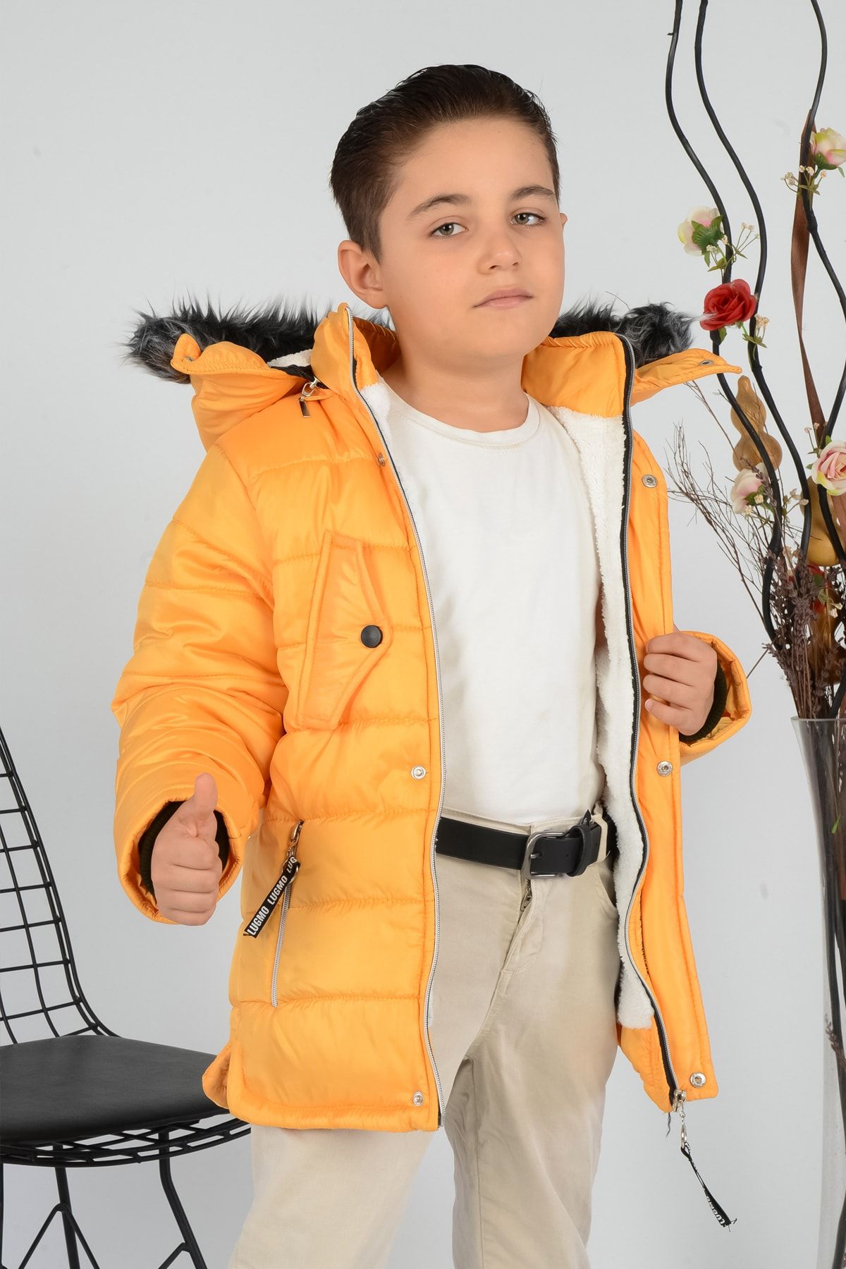 LUGMO-Boy's Jacket Coat Verona Furry Yellow 1