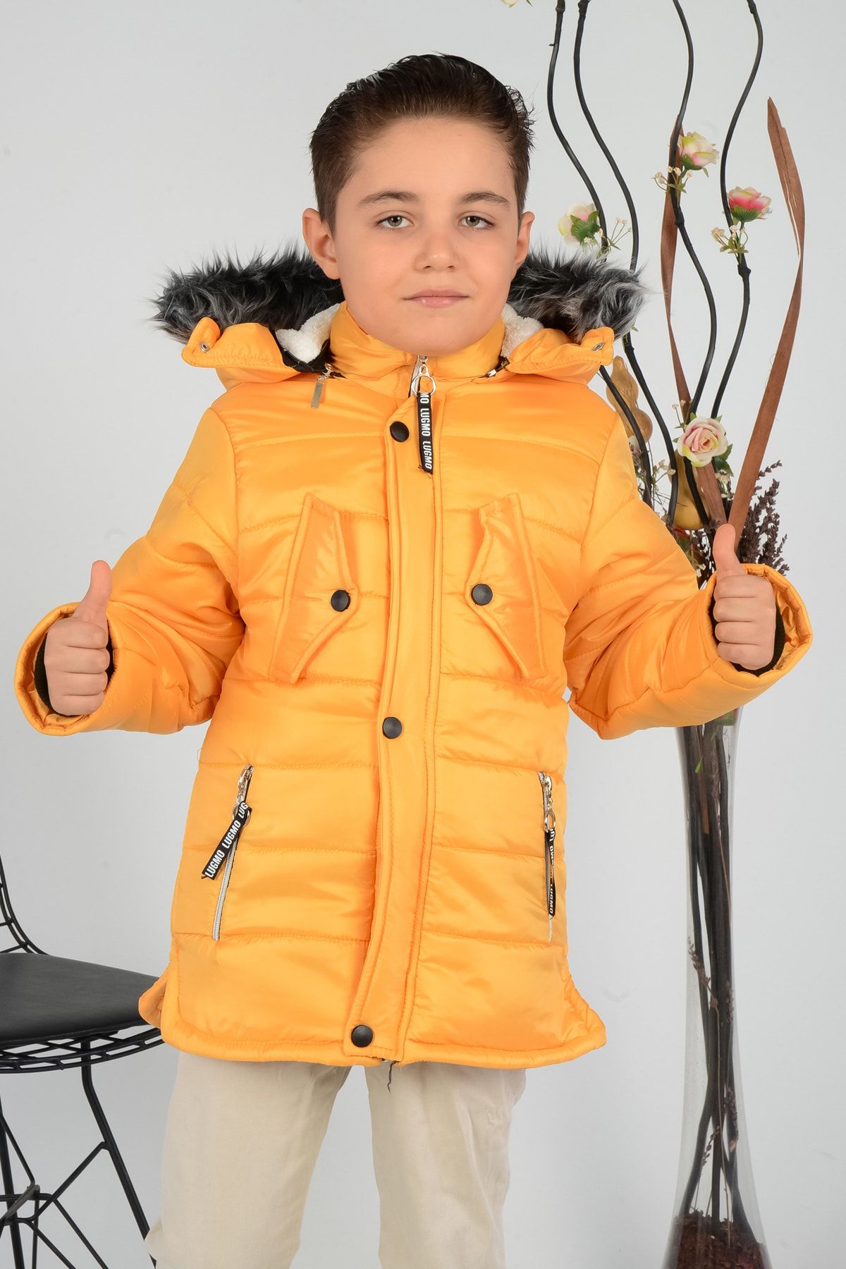 LUGMO-Boy's Jacket Coat Verona Furry Yellow 2
