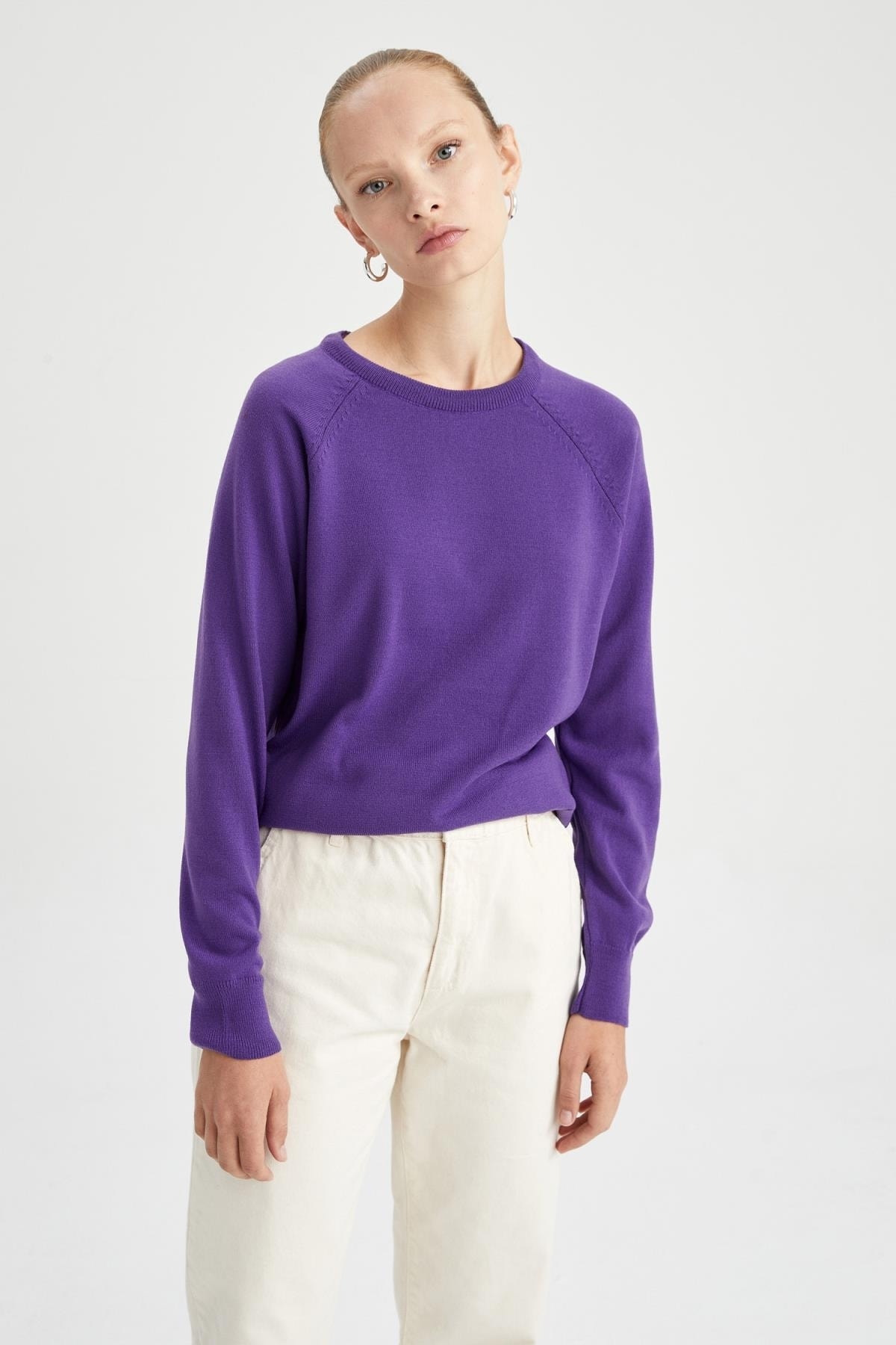 DeFacto Pullover Lila Relaxed Fit