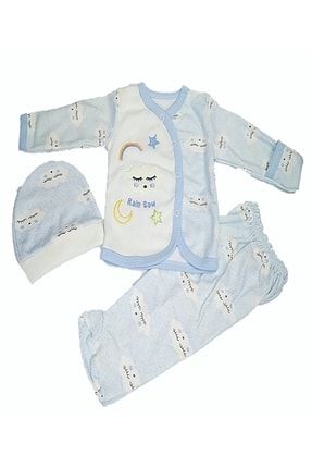 Bebek Kendinden Eldivenli 3lü Pijama Takım goncab 0990
