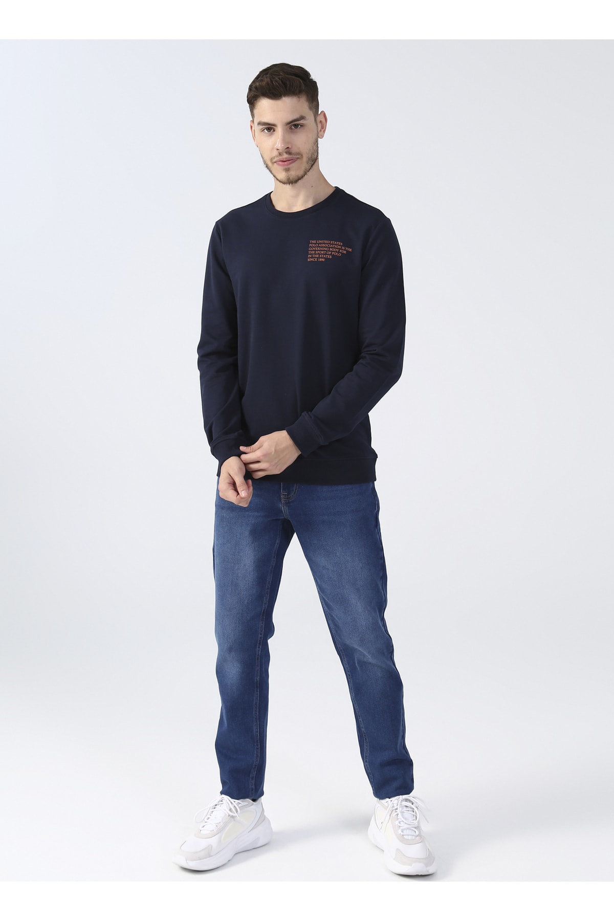 سویشرت مردانه آبی سرمه ای یو اس پولو | 5002938906 اورجینال - تصویر 2